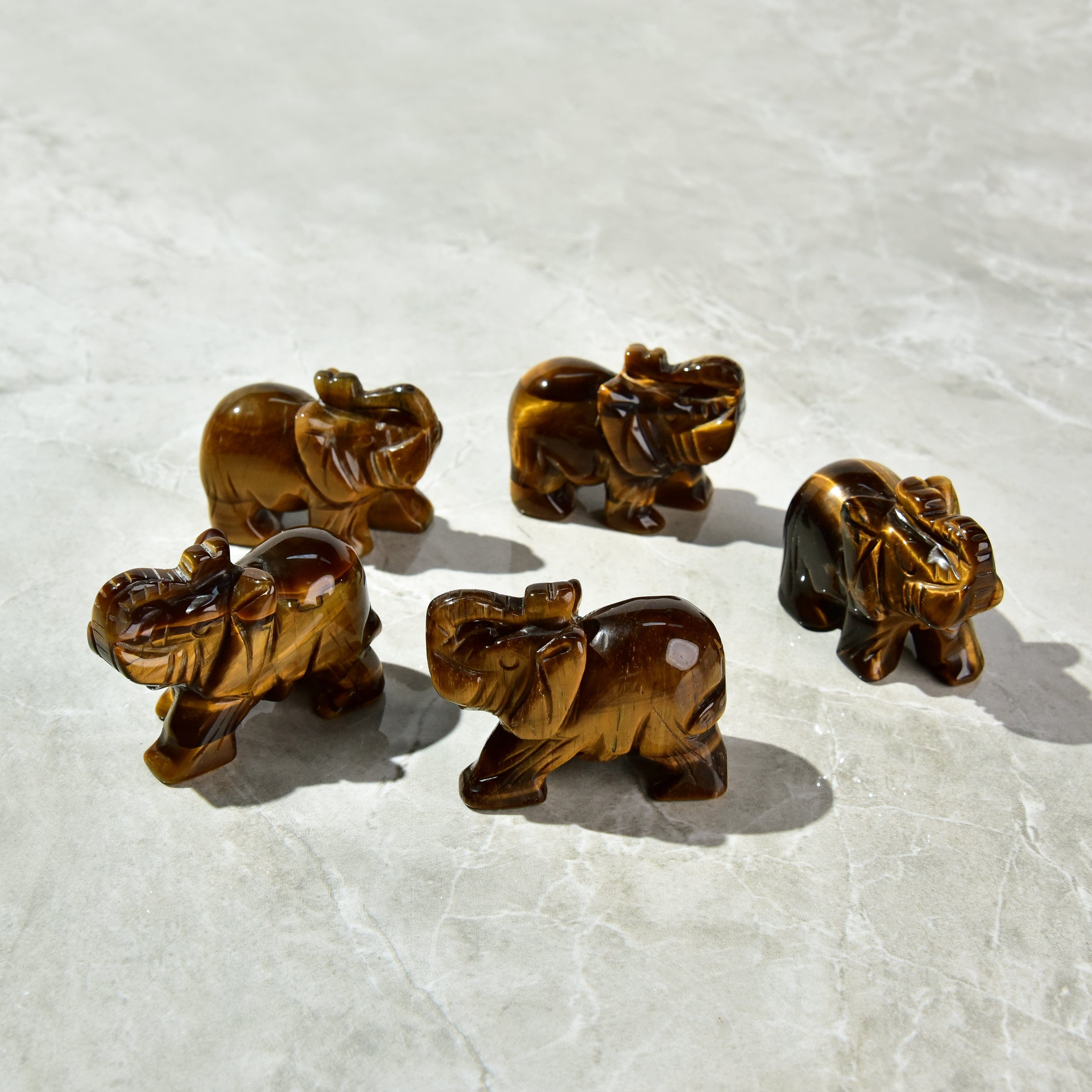 Kalifano Gemstone Carvings Tiger Eye Elephant Carving CV25-E-TE