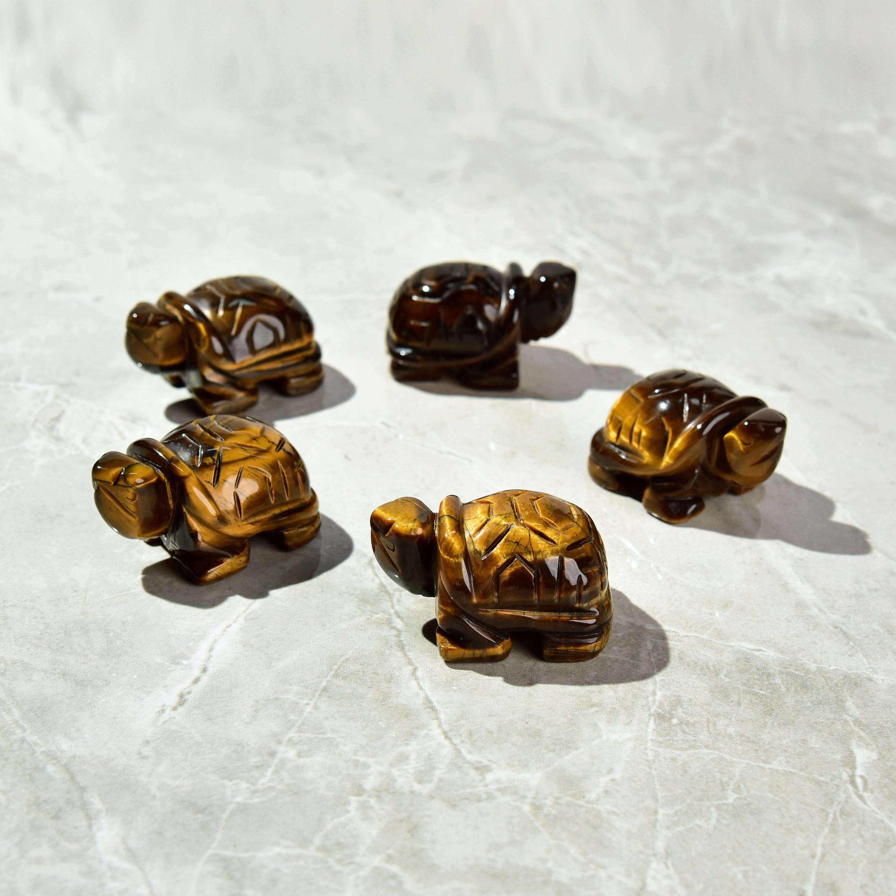 Kalifano Gemstone Carvings Tiger Eye Turtle 2'' Natural Gemstone Carving CV14-T-TE