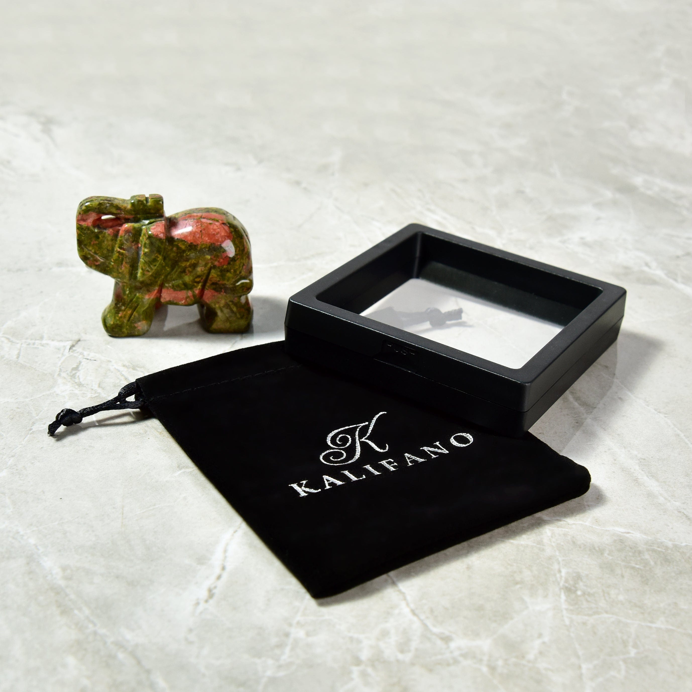 Kalifano Gemstone Carvings Unakite Elephant 2.5" Gemstone Carving CV25-E-UE