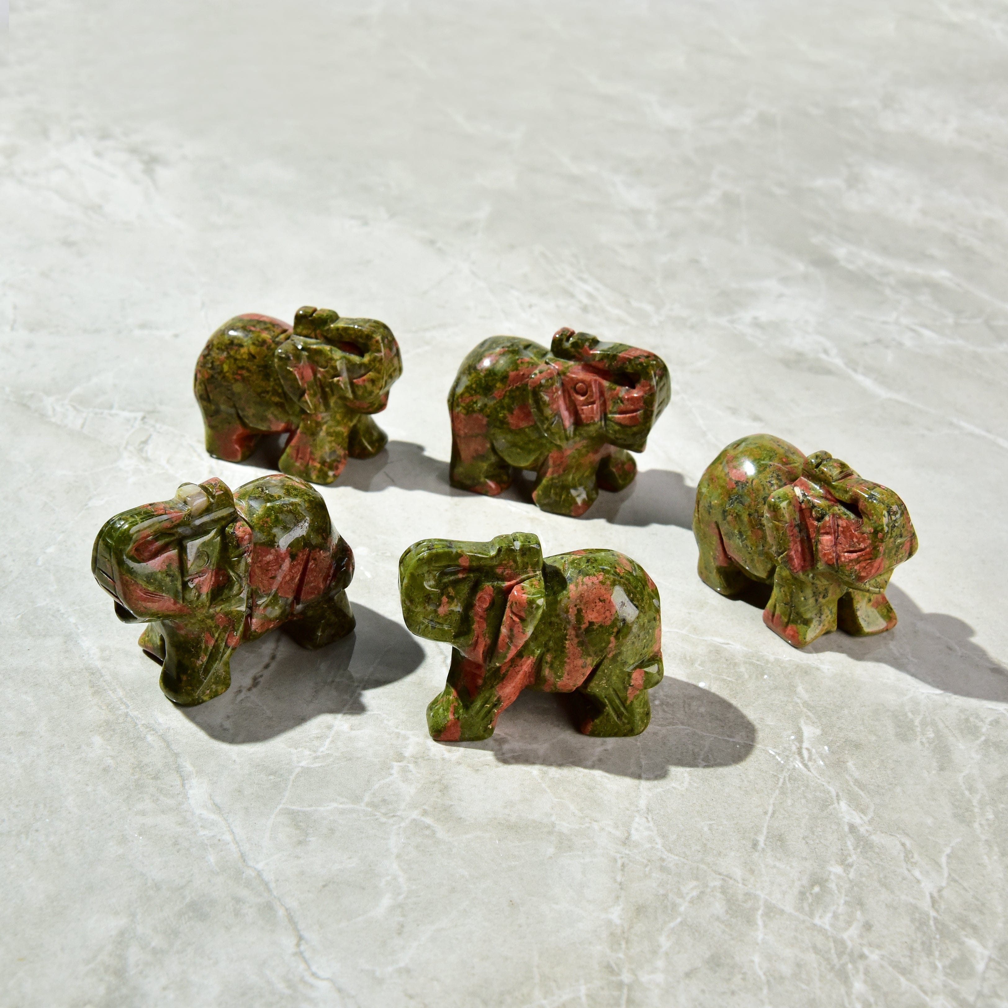 Kalifano Gemstone Carvings Unakite Elephant 2.5" Gemstone Carving CV25-E-UE