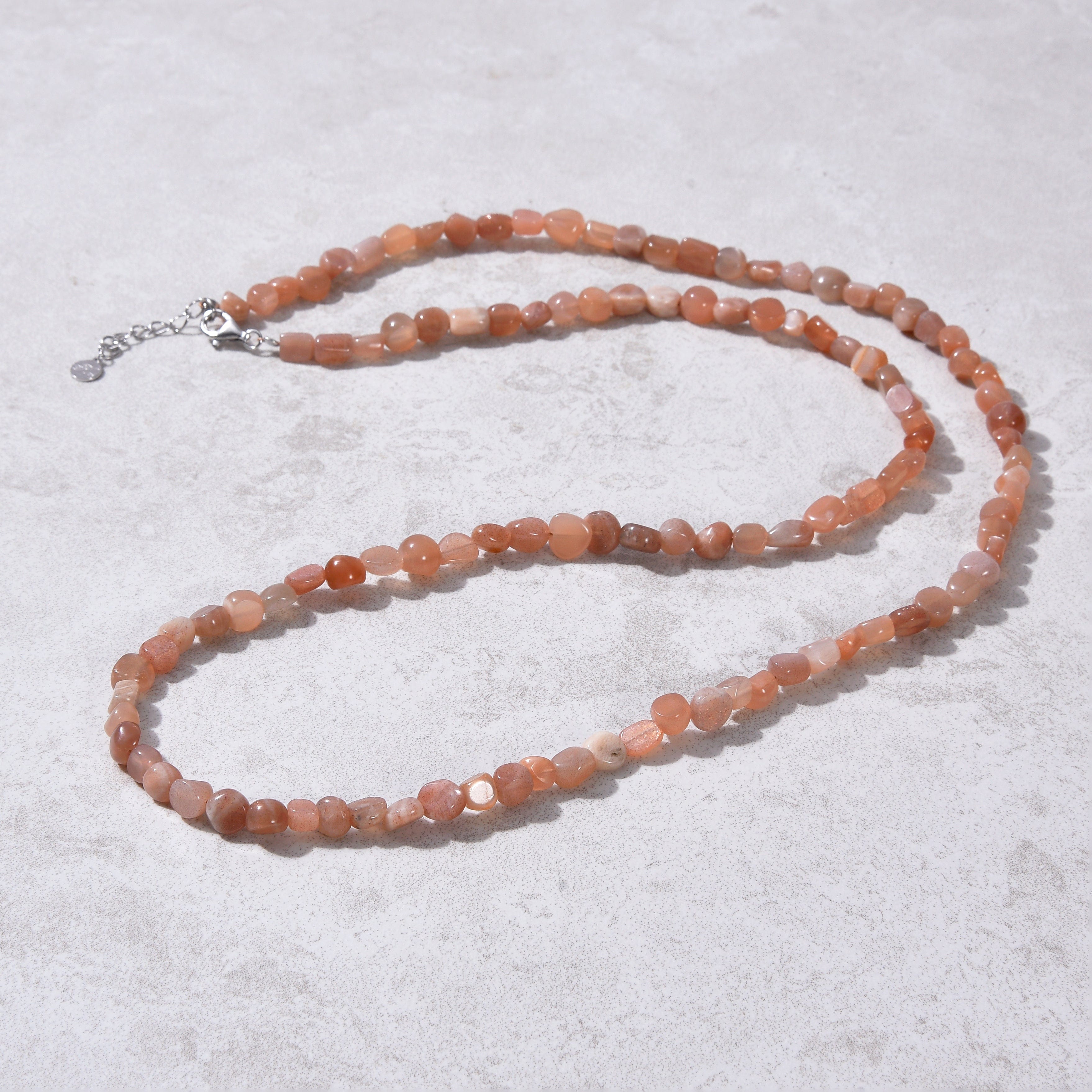 KALIFANO Gemstone Jewelry 8mm Peach Moonstone 30" Necklace / Multi wrap Bracelet N77-PM