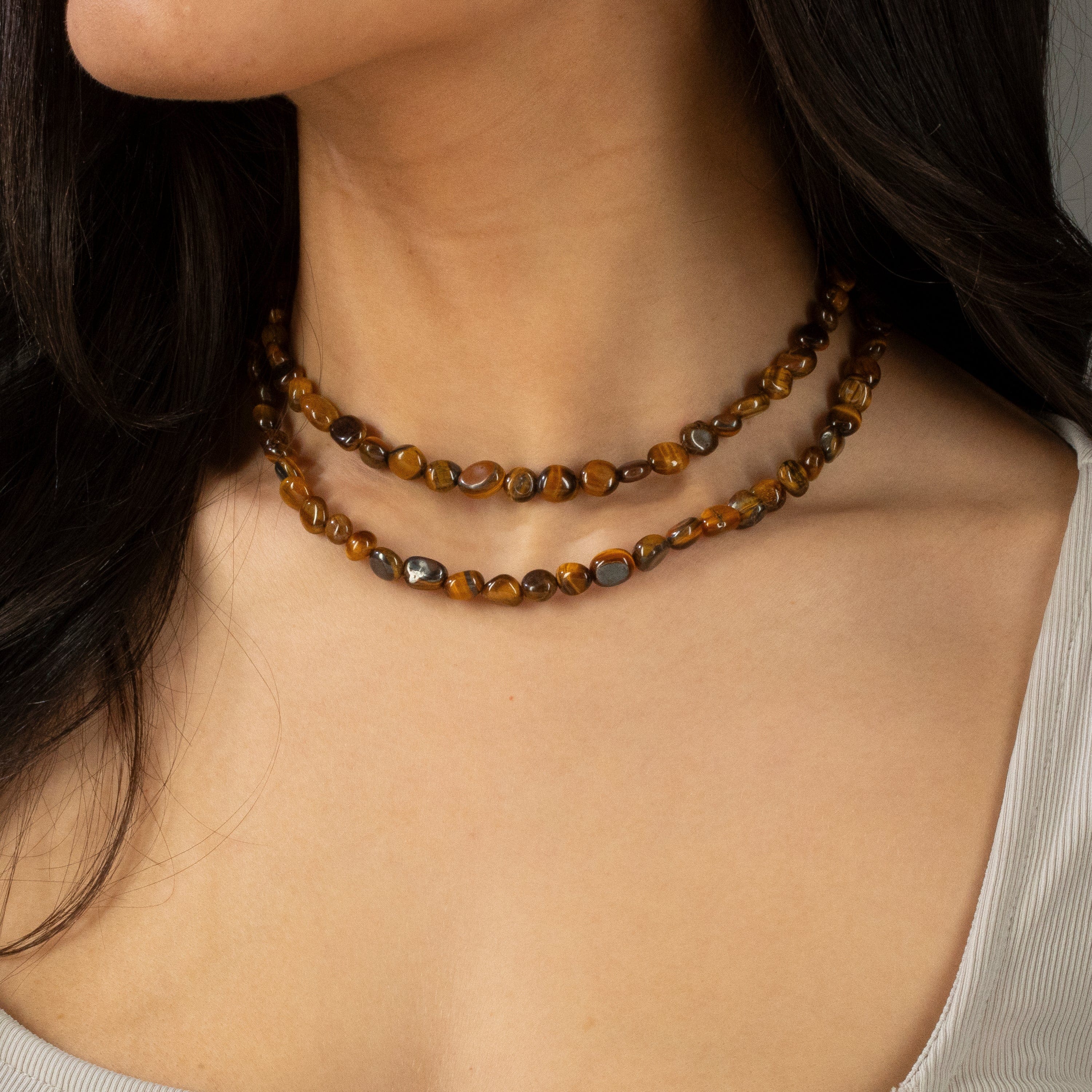 KALIFANO Gemstone Jewelry 8mm Tiger Eye 30" Necklace / Multi wrap Bracelet N77-TE