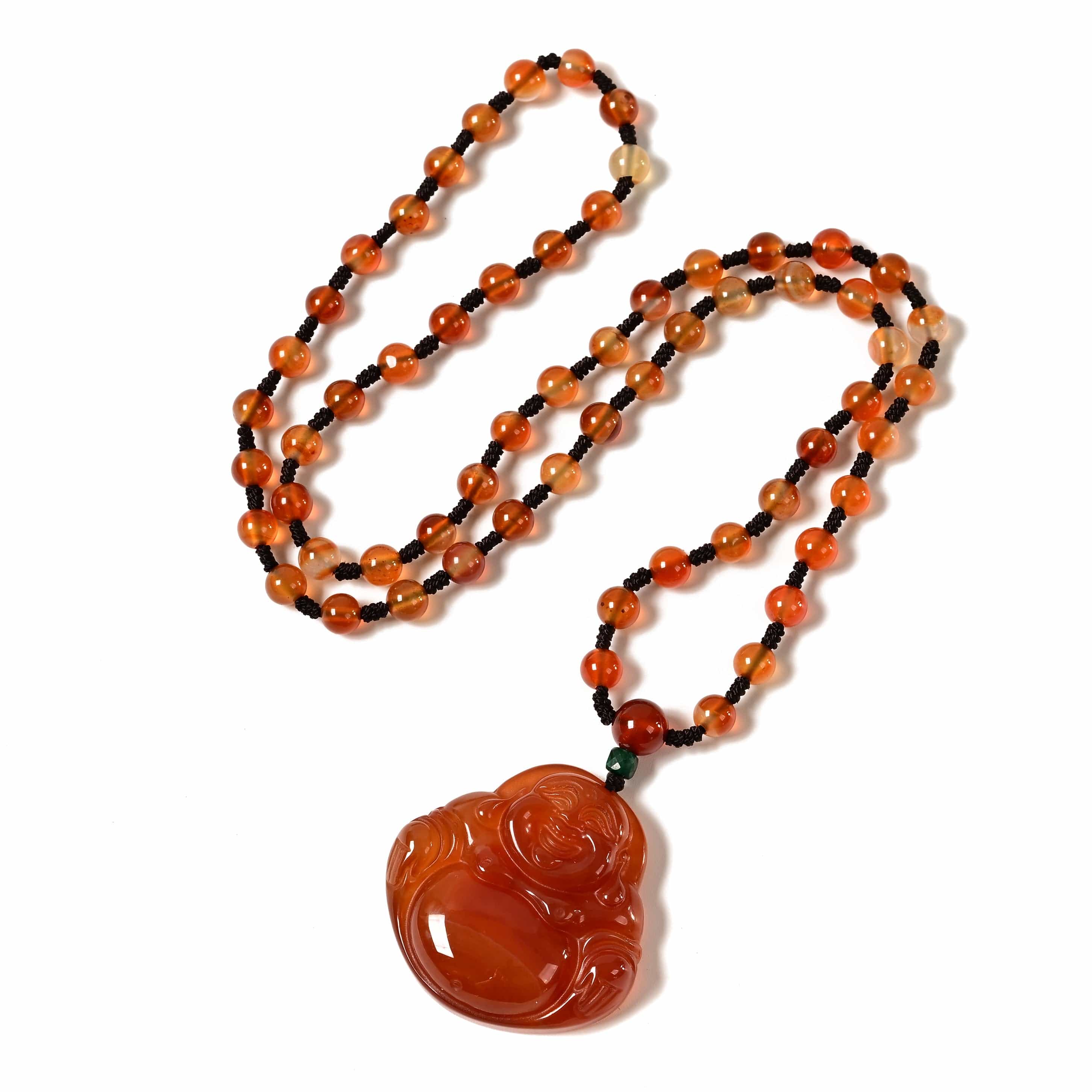KALIFANO Gemstone Necklaces Red agate Happy Buddha Necklace OBD-CR