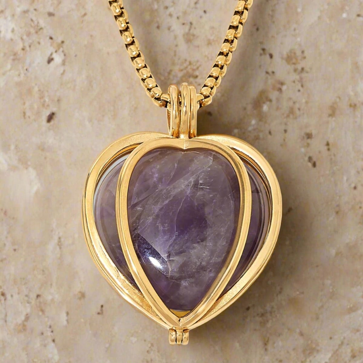 KALIFANO Gemstone Necklaces Stainless Steel Convertible Heart Locket with Chakra Gemstones | Adjustable Bolo Chain | 30"