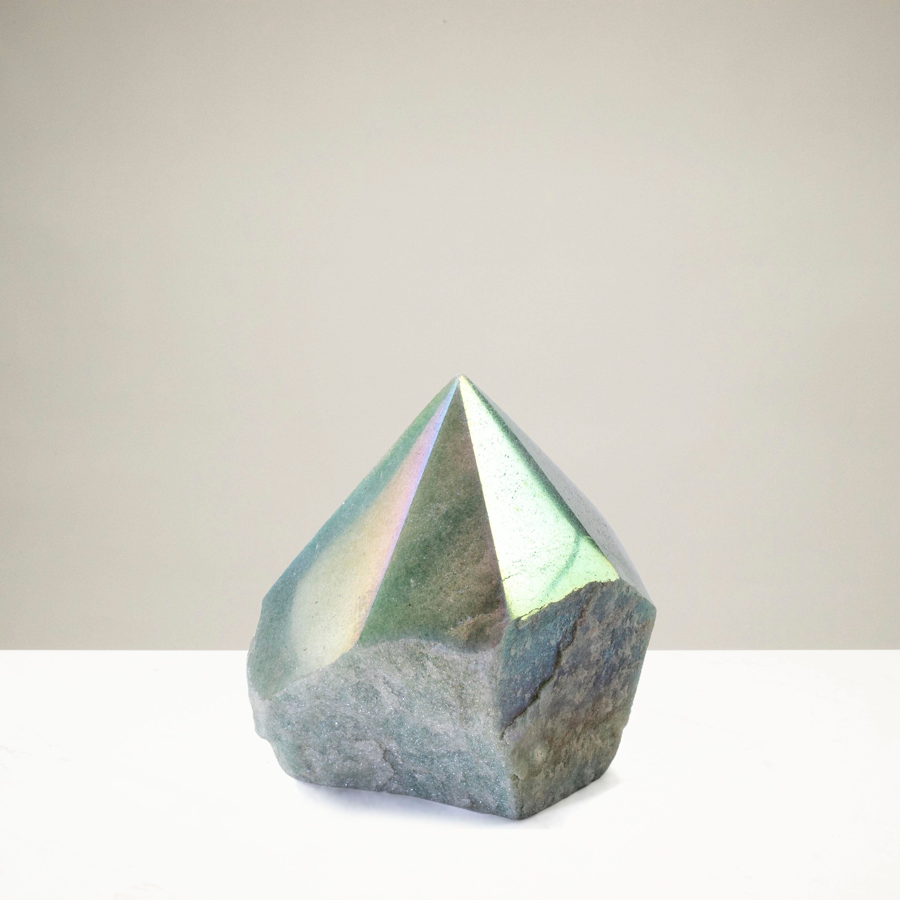 KALIFANO Green Quartz Aura Borealis Green Quartz Point - 100 g ABP120-GQ
