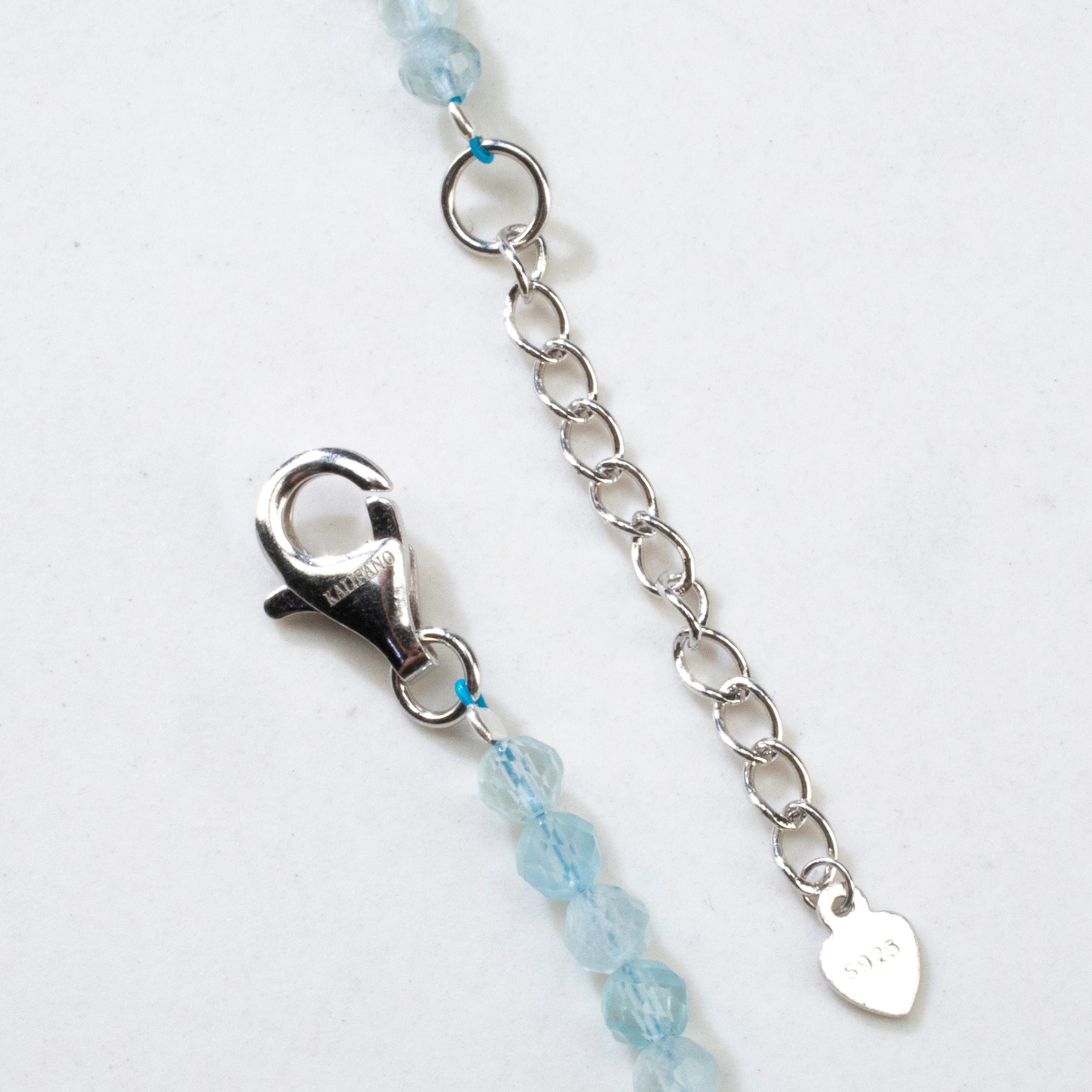 KALIFANO Jewelry 4mm Faceted Aquamarine Bead Necklace with 5 Pearls with 925 Silver Clasp 4MAQ
