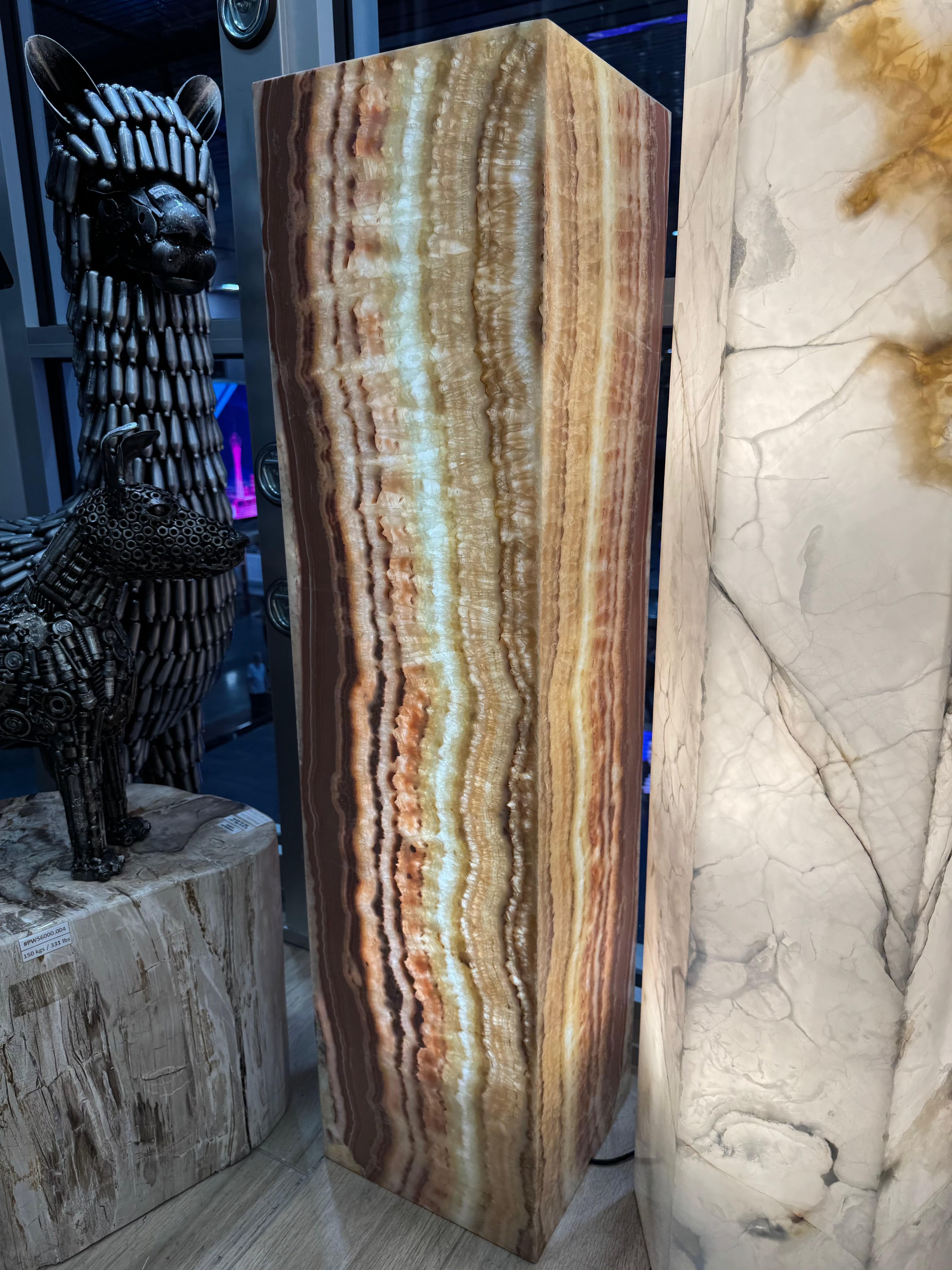 Kalifano Light Towers Natural Onyx Lamp Light Tower 48" tall LT120x30.001