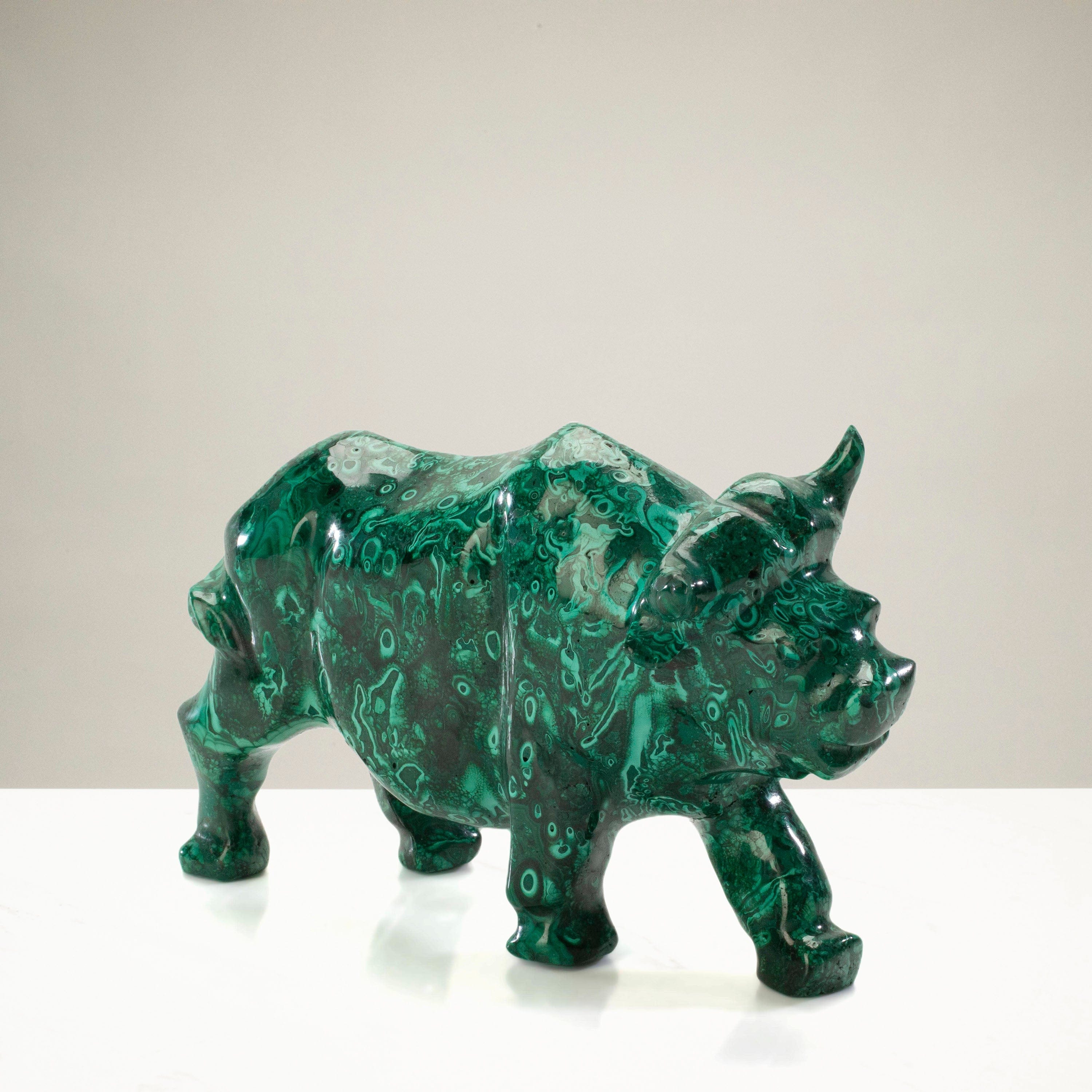 Kalifano Malachite Malachite Bull Carving 7" / 1,380g CV4400-MA.001