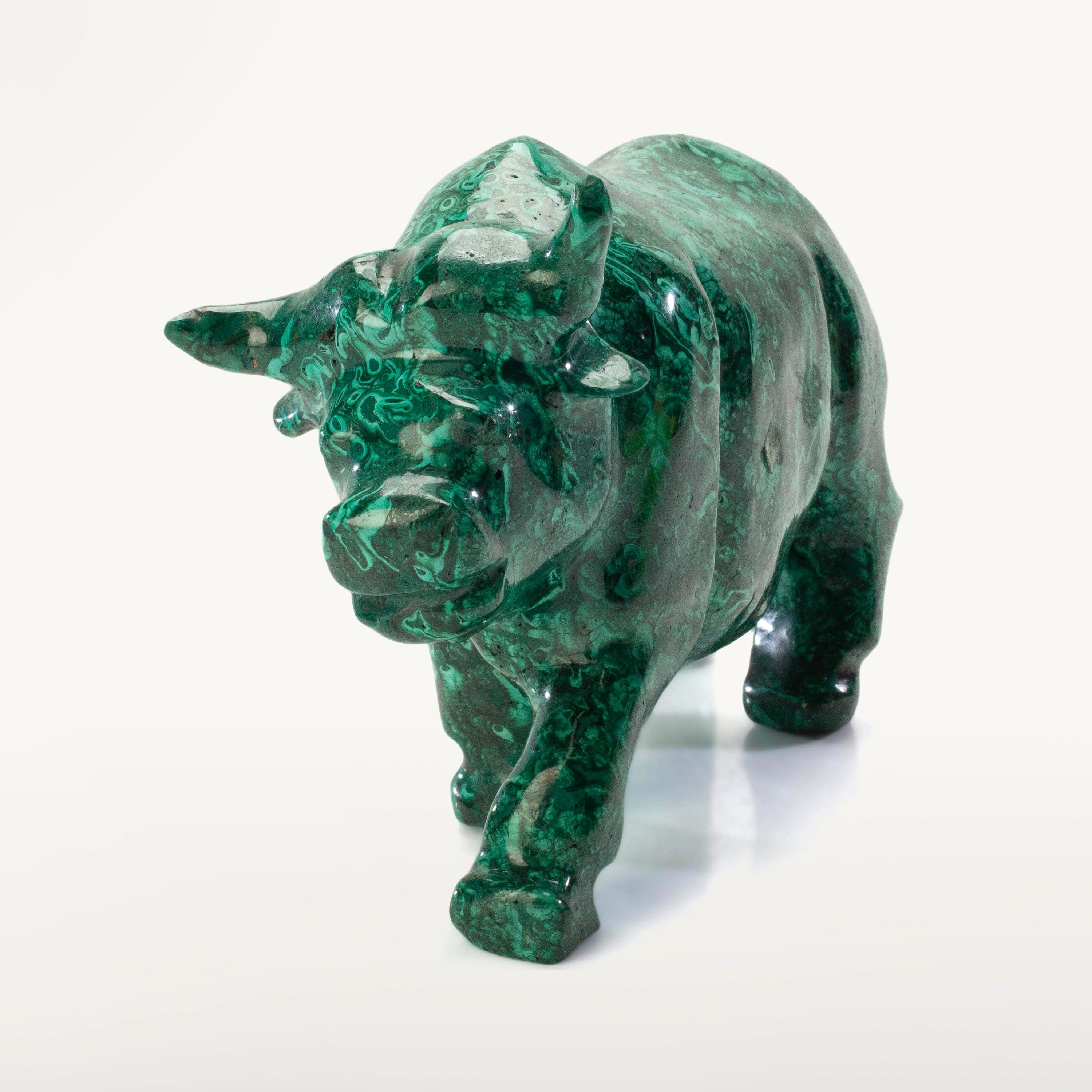 Kalifano Malachite Malachite Bull Carving 7" / 1,380g CV4400-MA.001