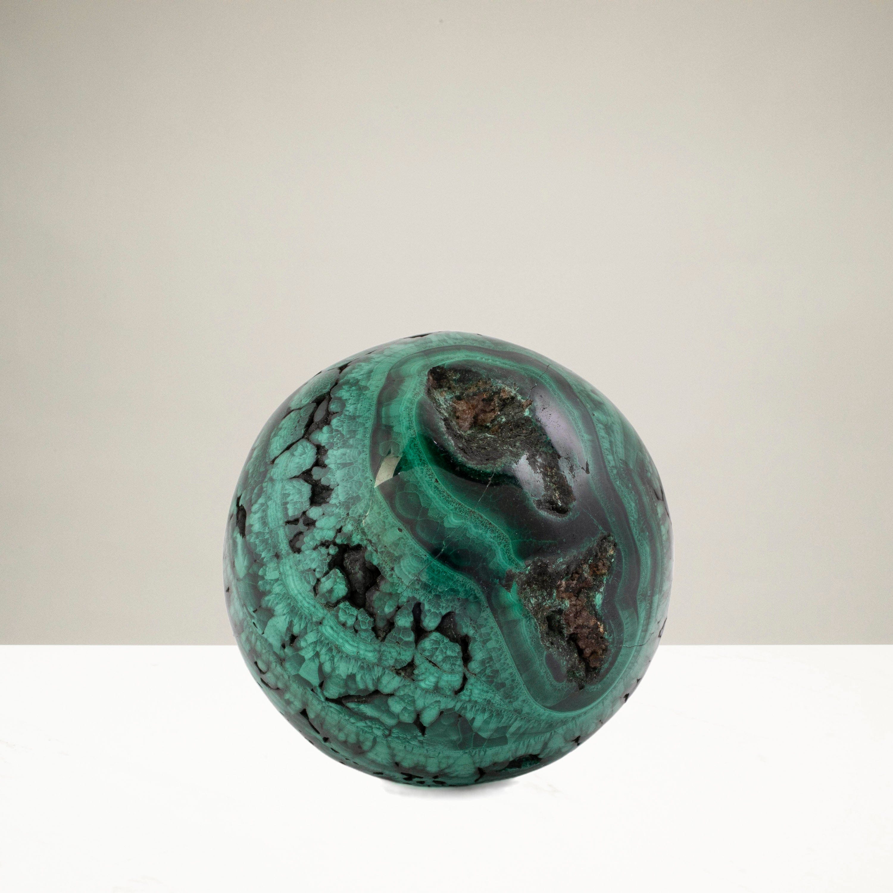 Kalifano Malachite Natural Malachite Sphere Carving From Congo - 2" / 125g MAS400