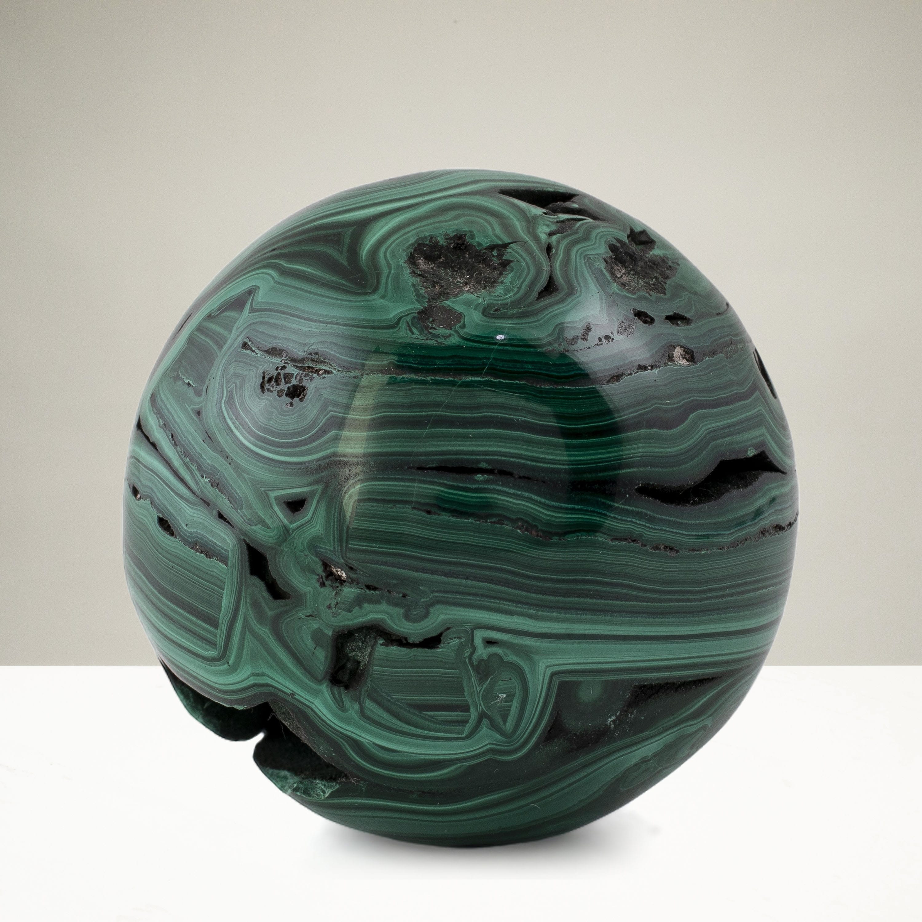 Kalifano Malachite Natural Malachite Sphere Carving From Congo - 2.25" / 350g MAS840