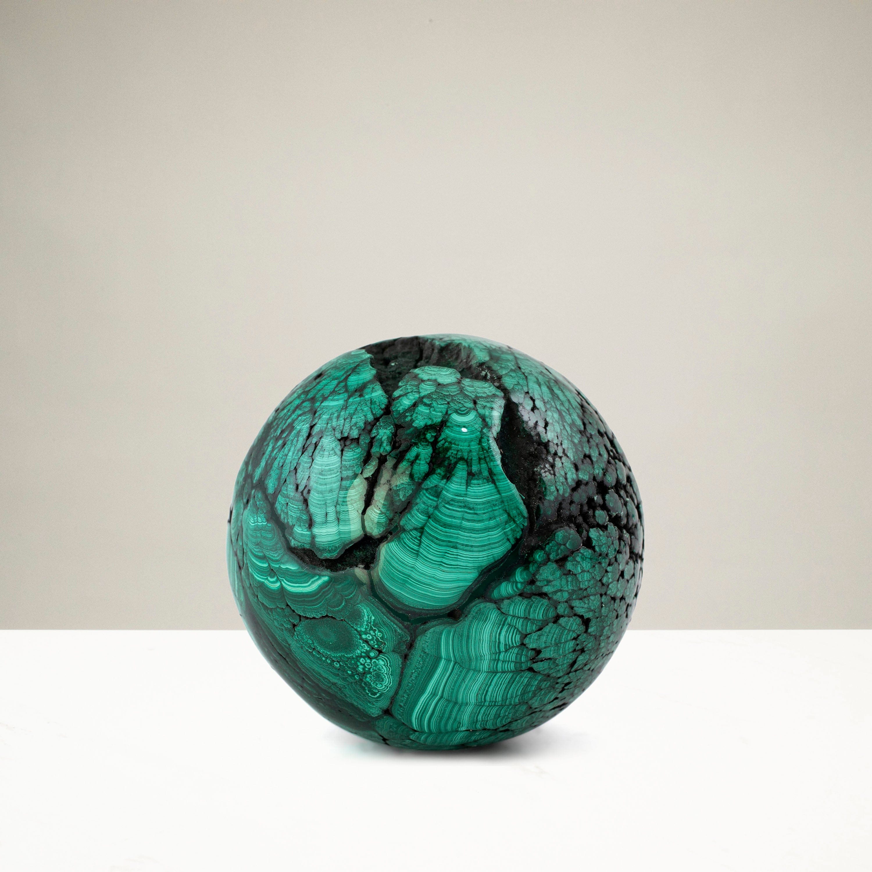 Kalifano Malachite Natural Malachite Sphere Carving From Congo - 2.5" / 450g MAS1100