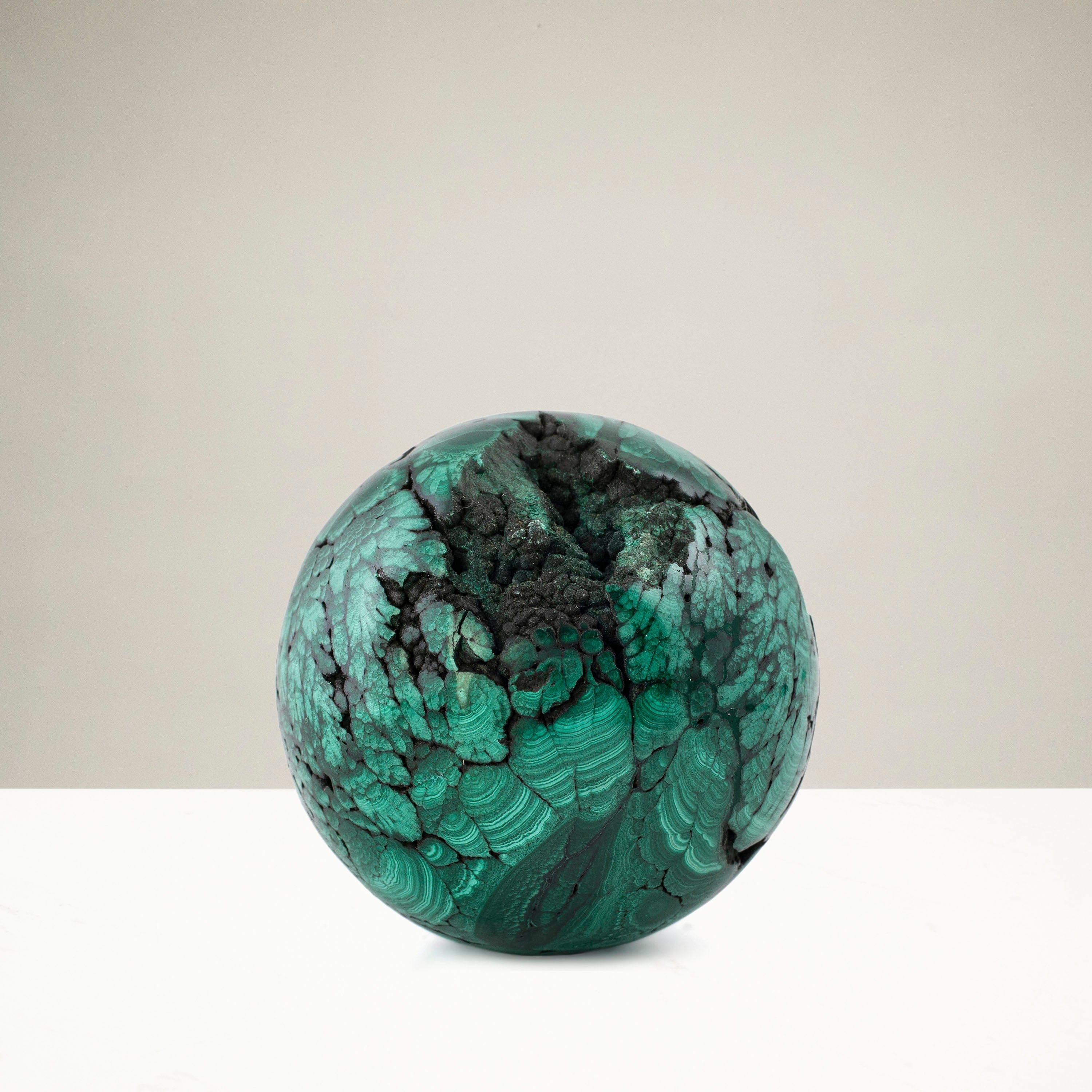 Kalifano Malachite Natural Malachite Sphere Carving From Congo - 2.5" / 450g MAS1100