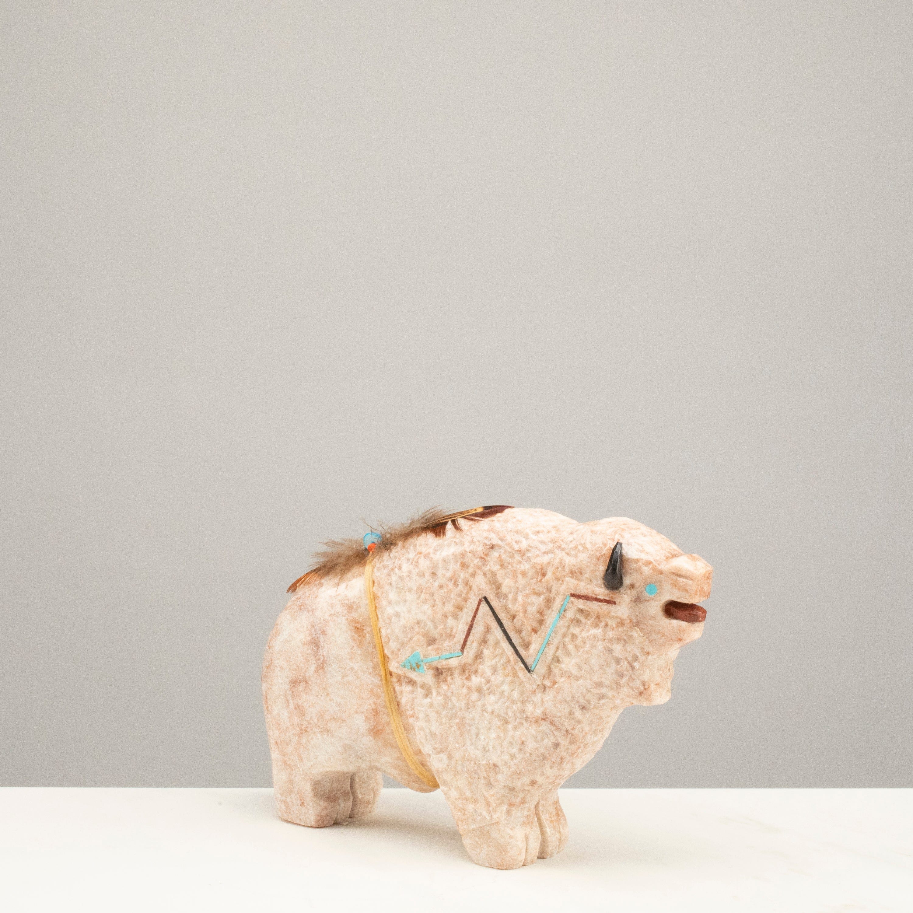 Kalifano Native American Fetish Carvings Ben Livingston Handmade Zuni Fetish Bull Carving NAC1800.001