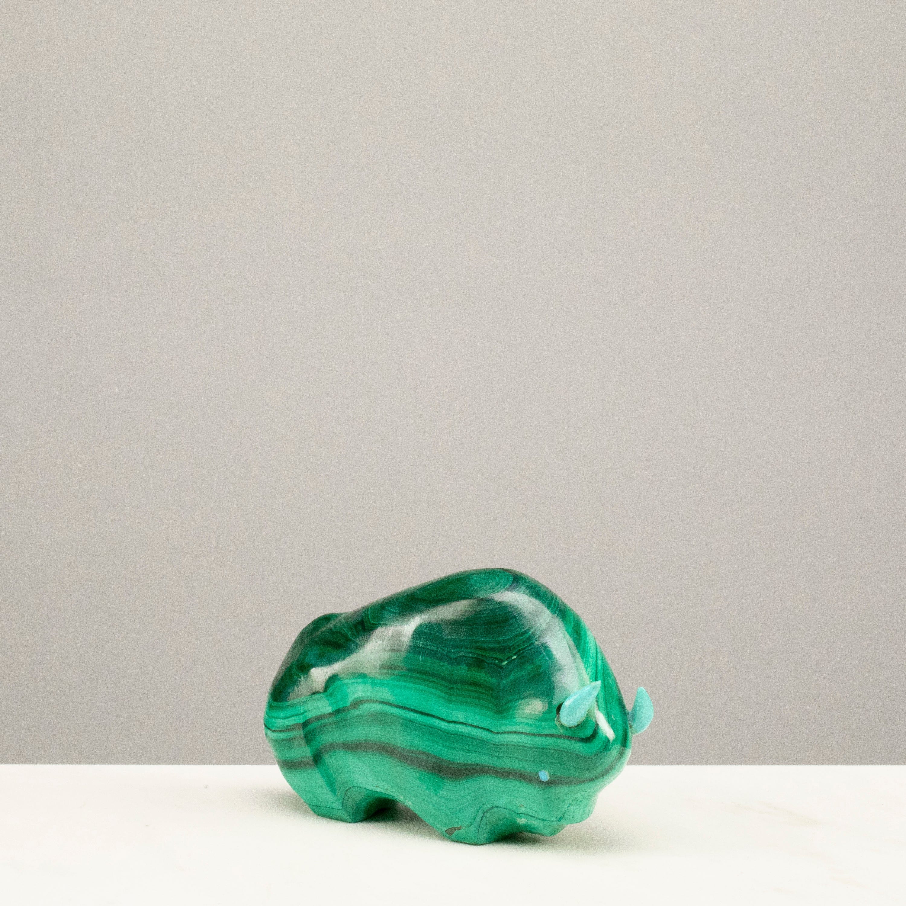 Kalifano Native American Fetish Carvings Lynn Quam Malachite Handmade Zuni Fetish Buffalo Carving NAC1440.002