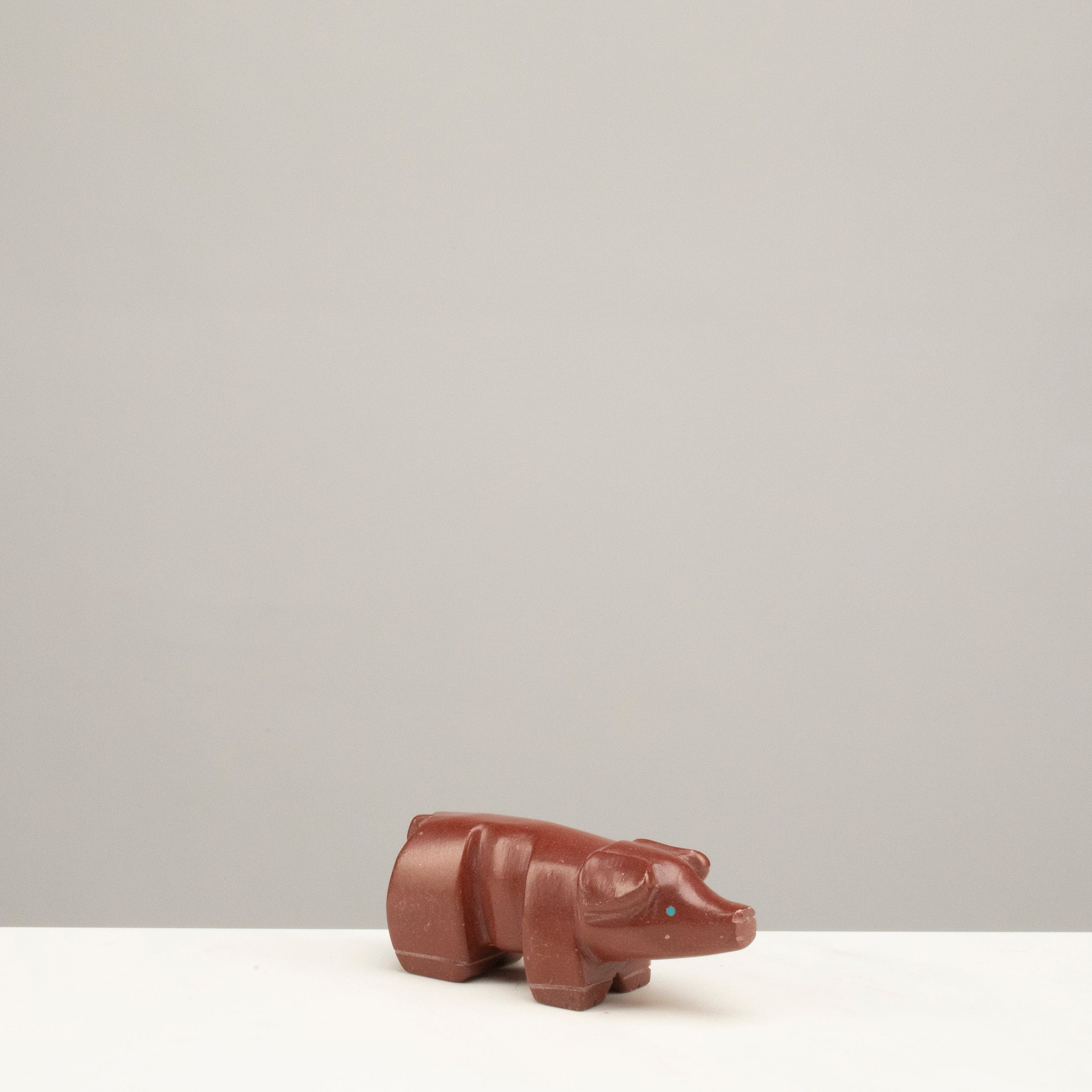 Kalifano Native American Fetish Carvings Red Jasper Handmade Zuni Fetish Pig Carving NAC120.001