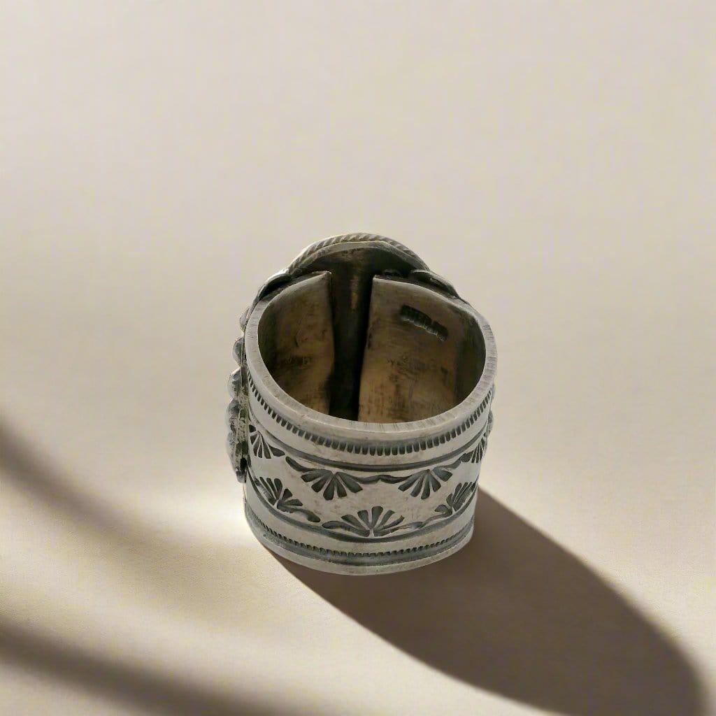Kalifano Native American Jewelry 10 Tillie Jon Royston Turquoise Navajo USA Native American Made 925 Sterling Silver Ring NAR1800.024.10