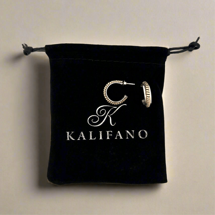 Kalifano Native American Jewelry 12K Gold Filled Semi Hoop Hopi USA Native American Made 925 Sterling Silver Earrings with Stud Backing NAE250.017