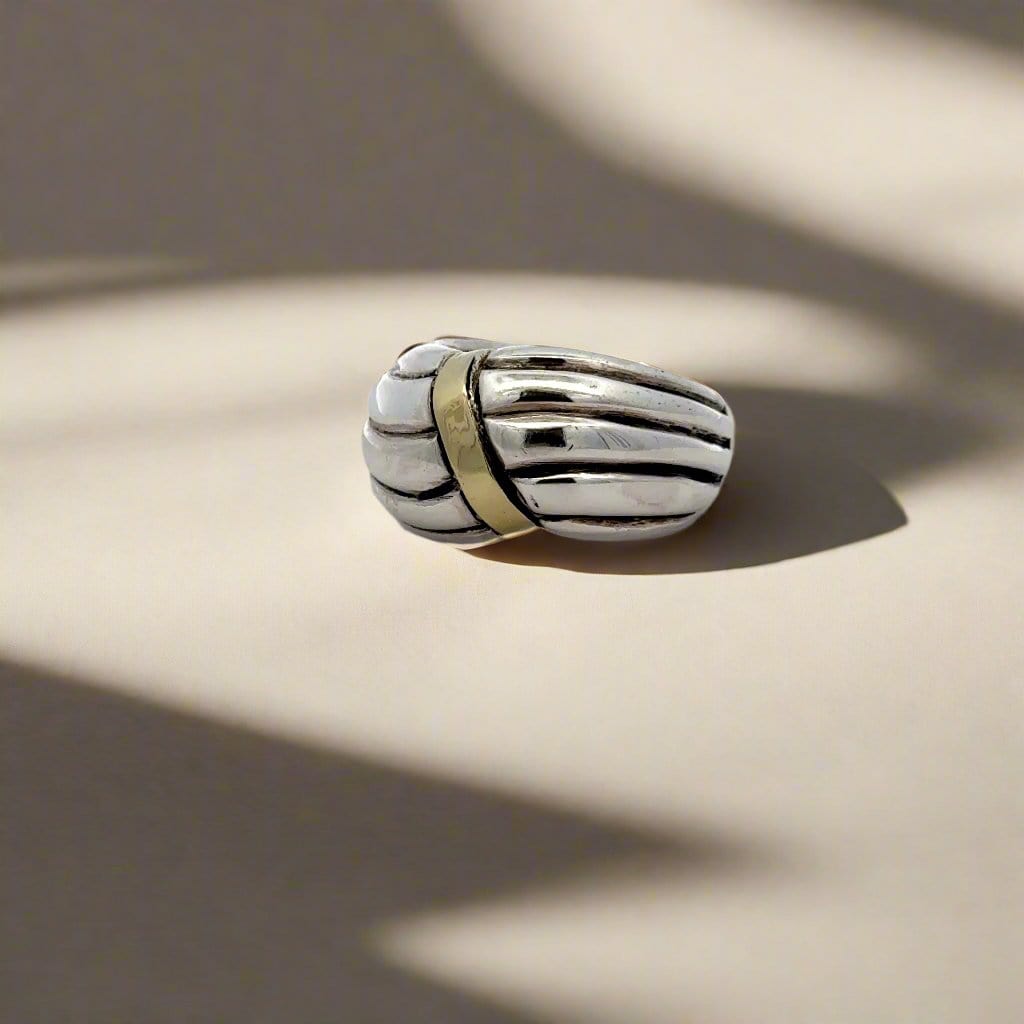 Kalifano Native American Jewelry 14K Gold Wings Hopi USA Native American Made 925 Sterling Silver Ring