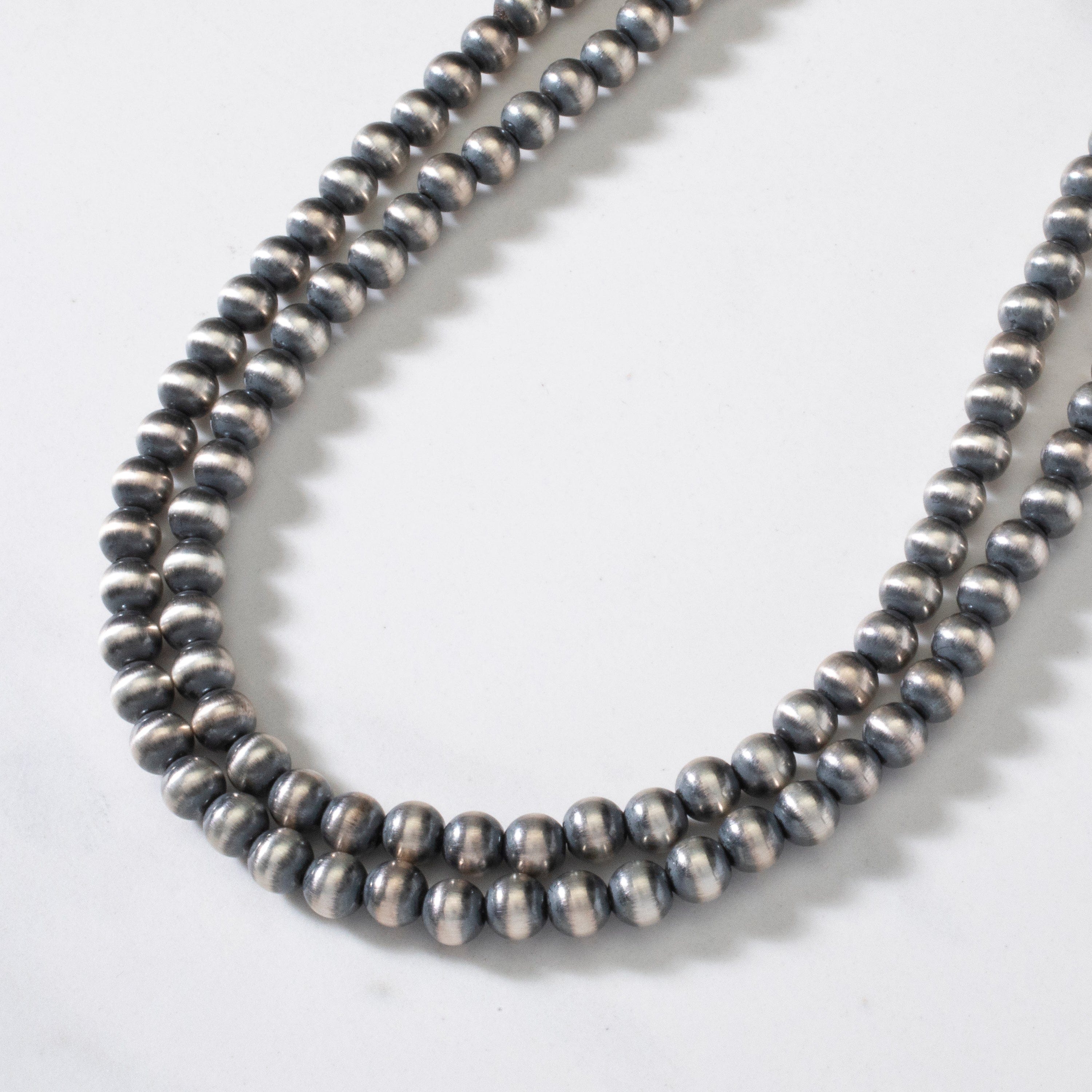 Kalifano Native American Jewelry 48" Single Strand 6mm Navajo Pearl USA Native American Made 925 Sterling Silver Necklace NAN1800.021