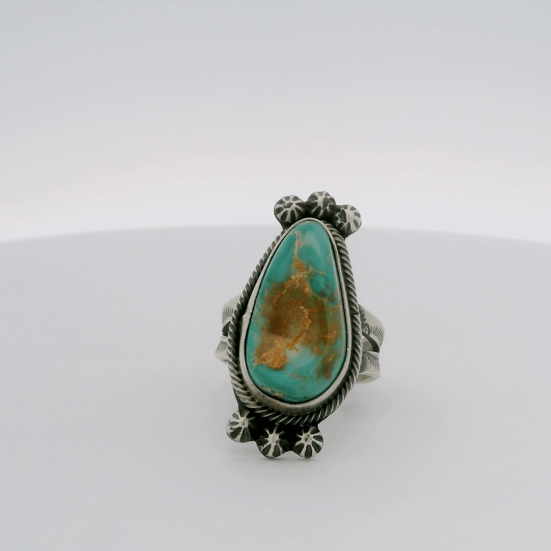 Kalifano Native American Jewelry 7 Scott Skeets Royston Turquoise Navajo USA Native American Made 925 Sterling Silver Ring NAR600.087.7