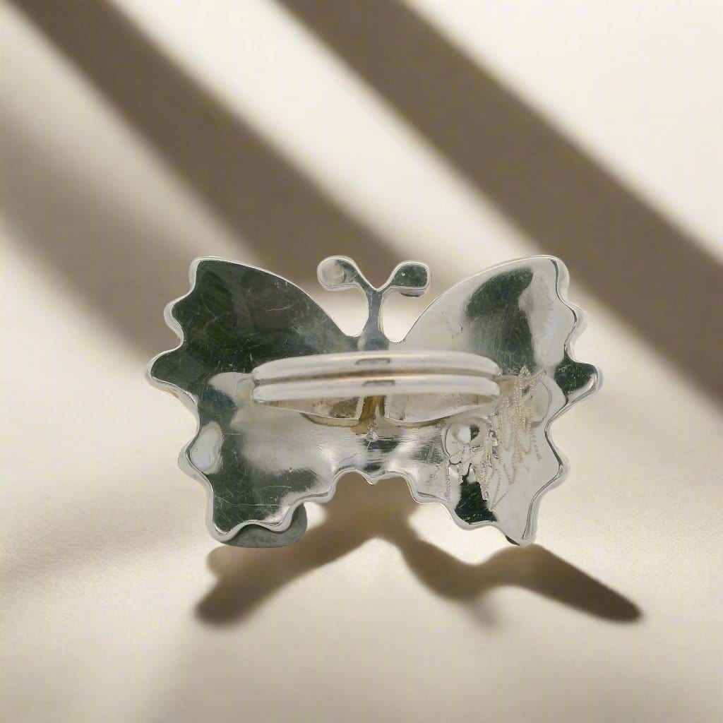 Kalifano Native American Jewelry 7 Tamara Pinto Multi Gem Butterfly Zuni USA Native American Made 925 Sterling Silver Ring NAR600.094.7