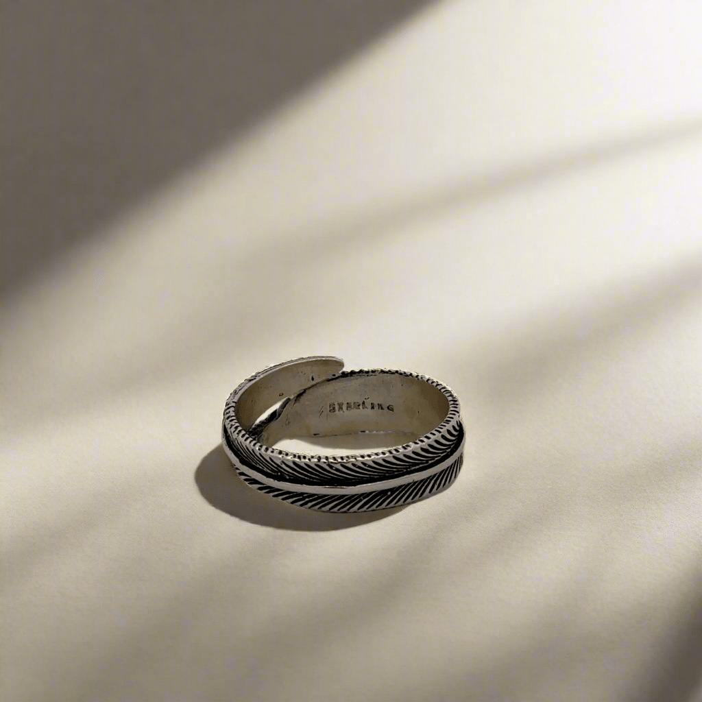 Kalifano Native American Jewelry ADJ Adjustable Feather Hopi USA Native American Made 925 Sterling Silver Ring NAR200.036.ADJ