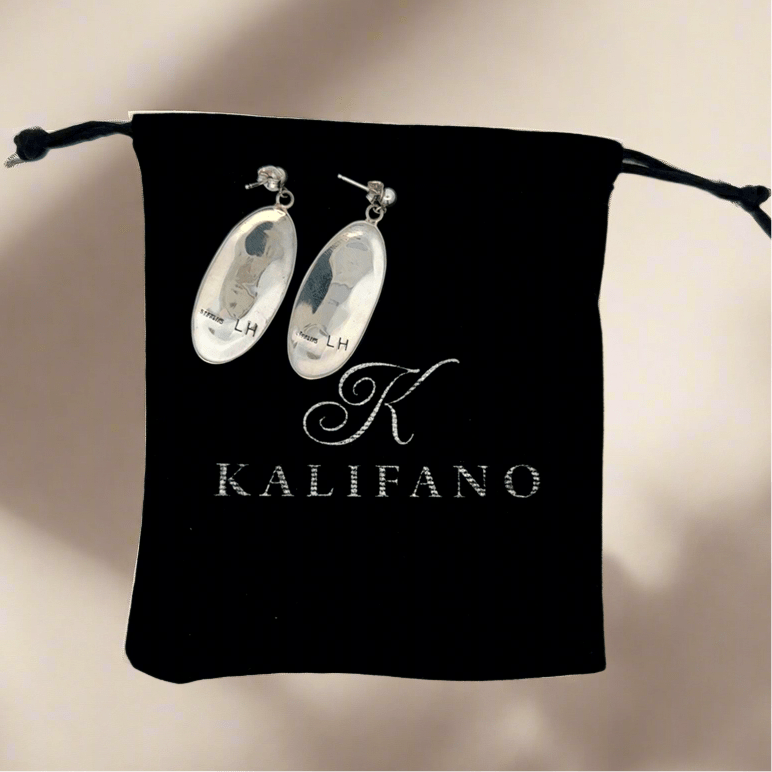 Kalifano Native American Jewelry Bear Paw Oval Hopi USA Native American Made 925 Sterling Silver Earrings with Stud Backing NAE400.048