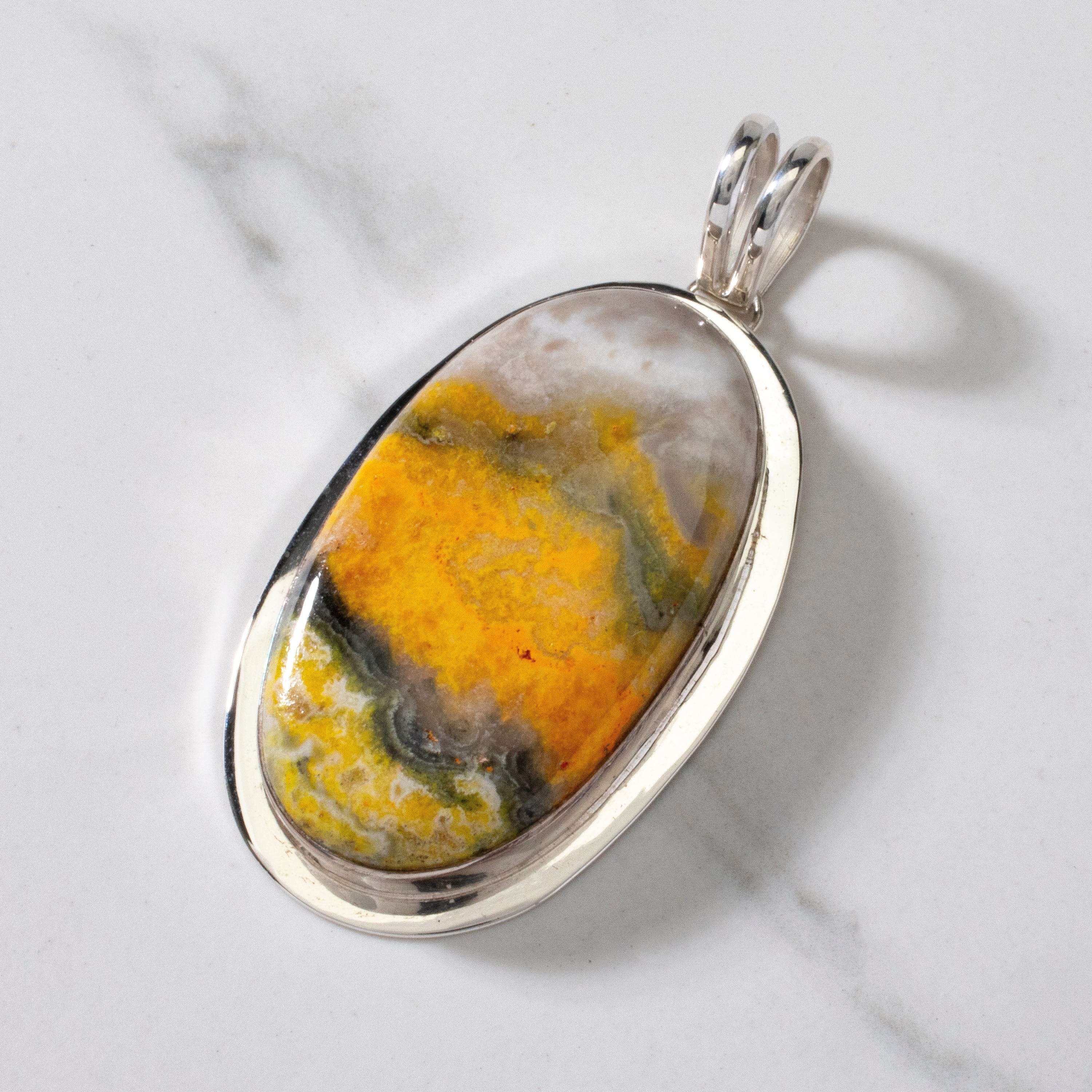 Kalifano Native American Jewelry Bumble Bee Jasper Navajo USA Native American Made 925 Sterling Silver Pendant NAN1100.001