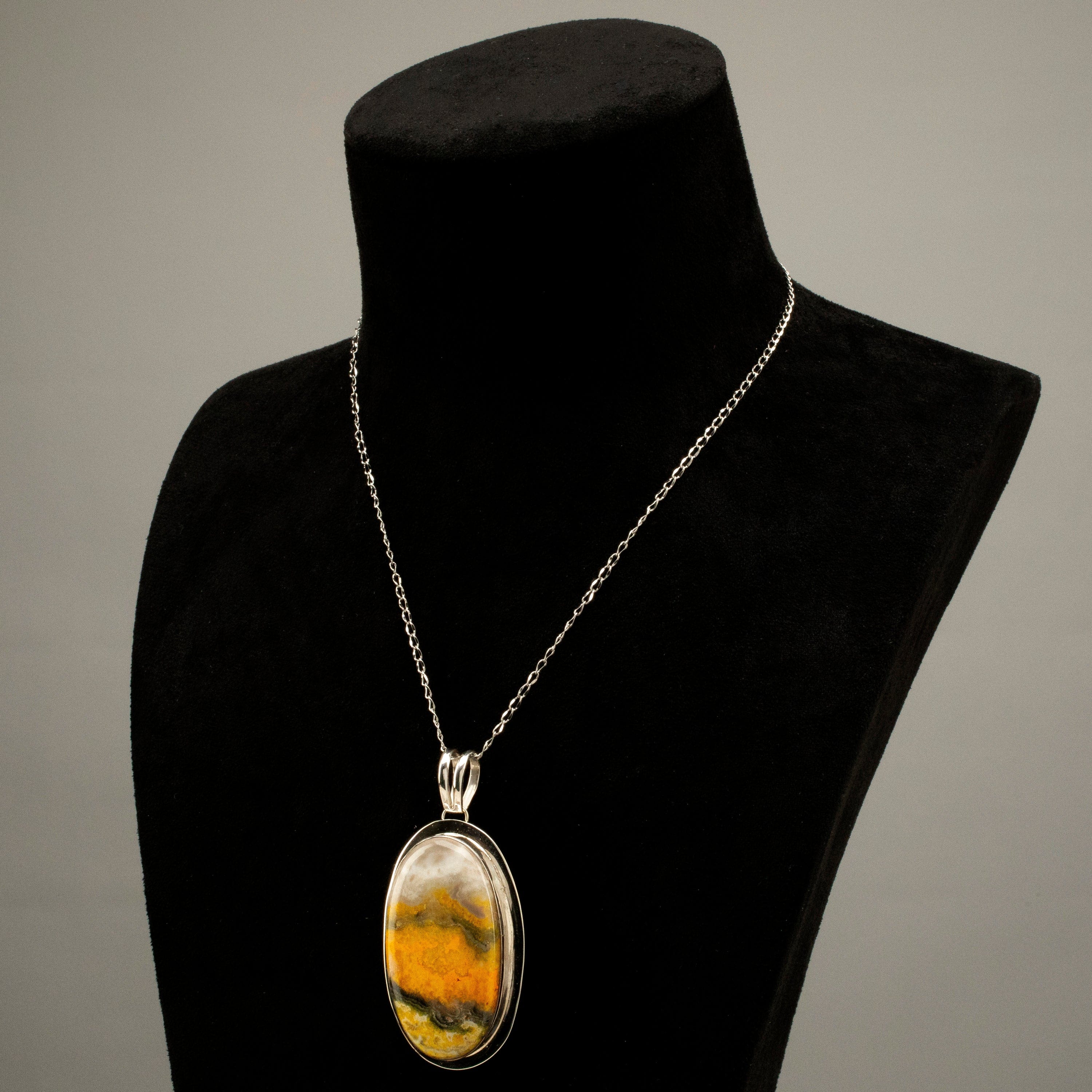 Kalifano Native American Jewelry Bumble Bee Jasper Navajo USA Native American Made 925 Sterling Silver Pendant NAN1100.001