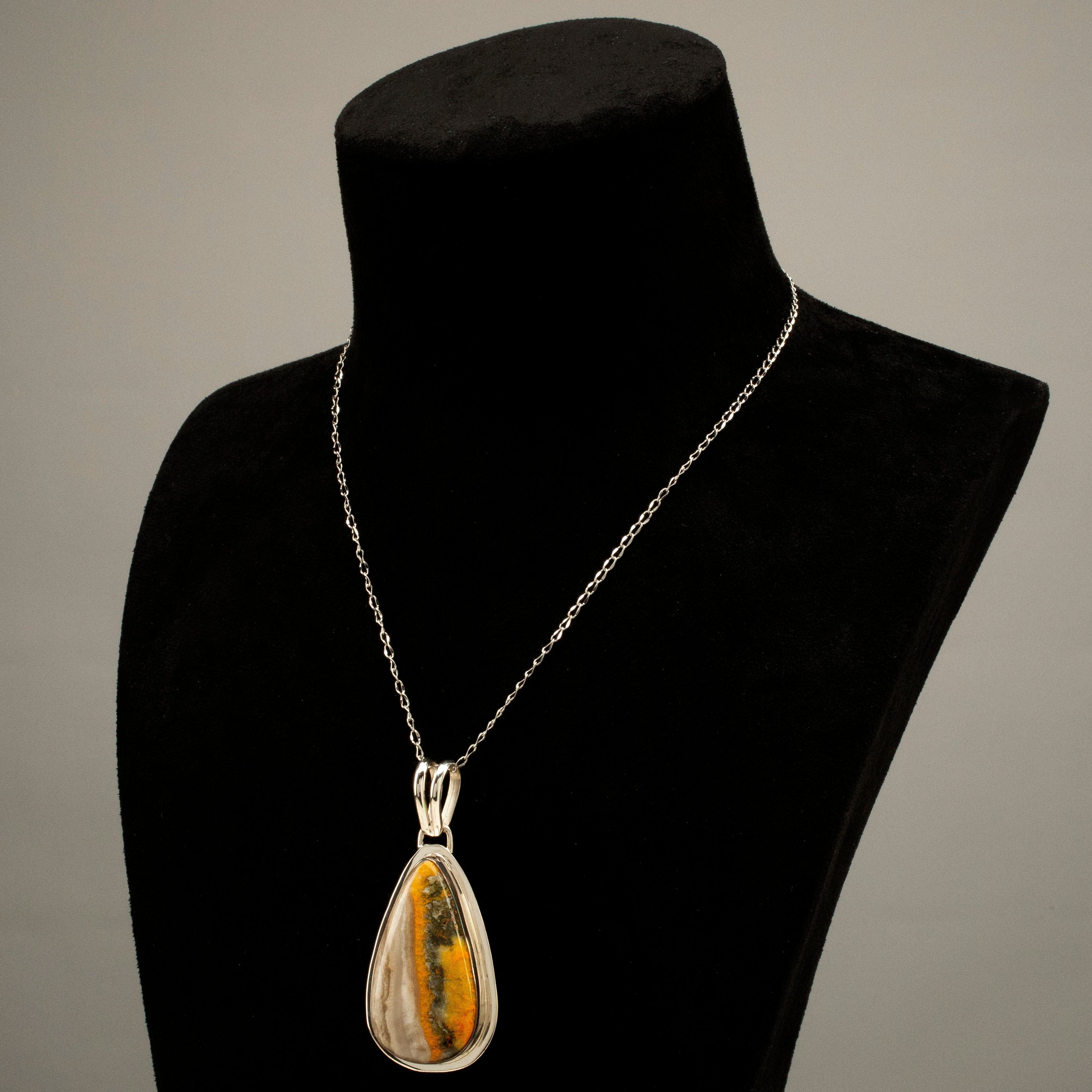 Kalifano Native American Jewelry Bumble Bee Jasper Navajo USA Native American Made 925 Sterling Silver Pendant NAN800.012