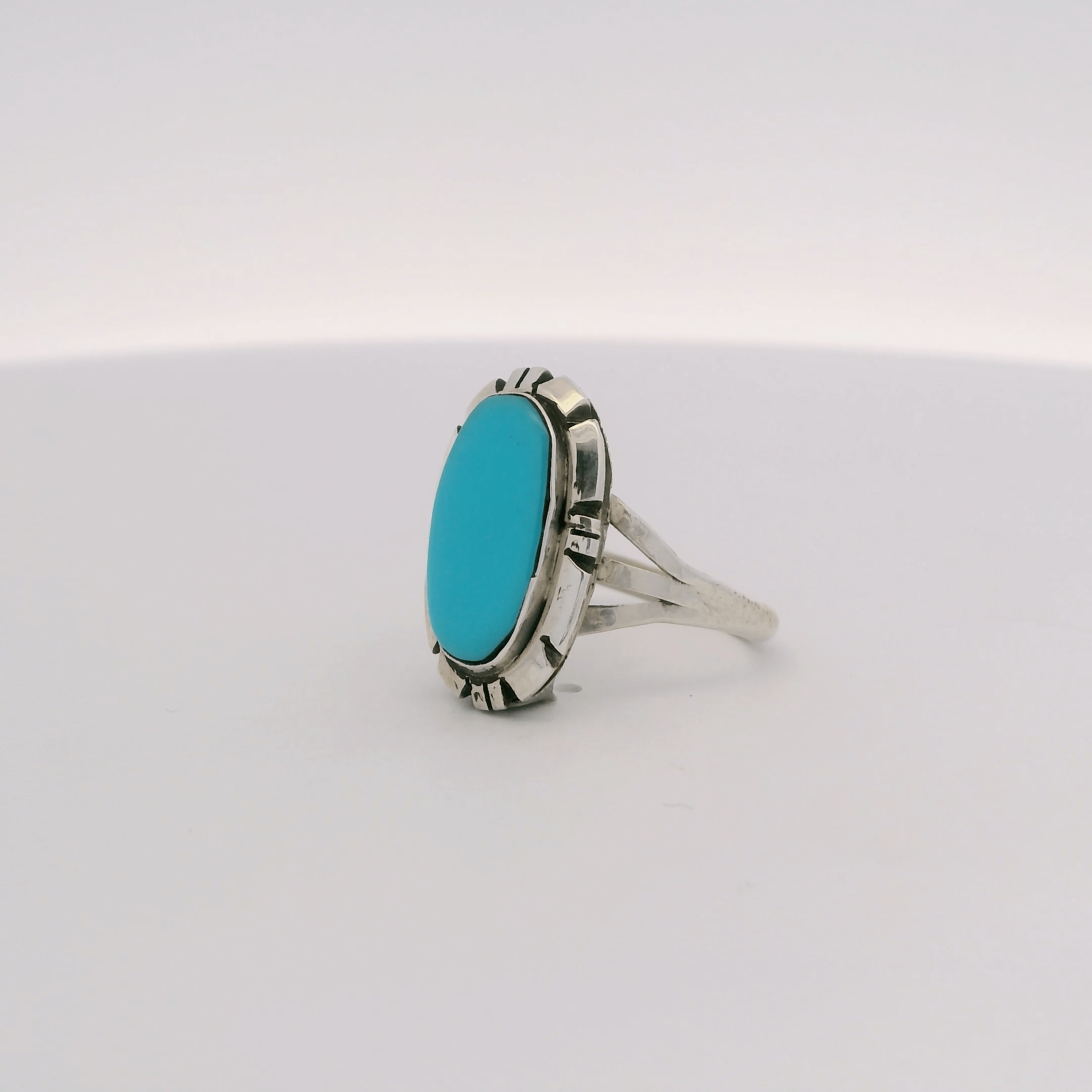 Kalifano Native American Jewelry Calvin Spencer Kingman Turquoise Navajo USA Native American Made 925 Sterling Silver Ring