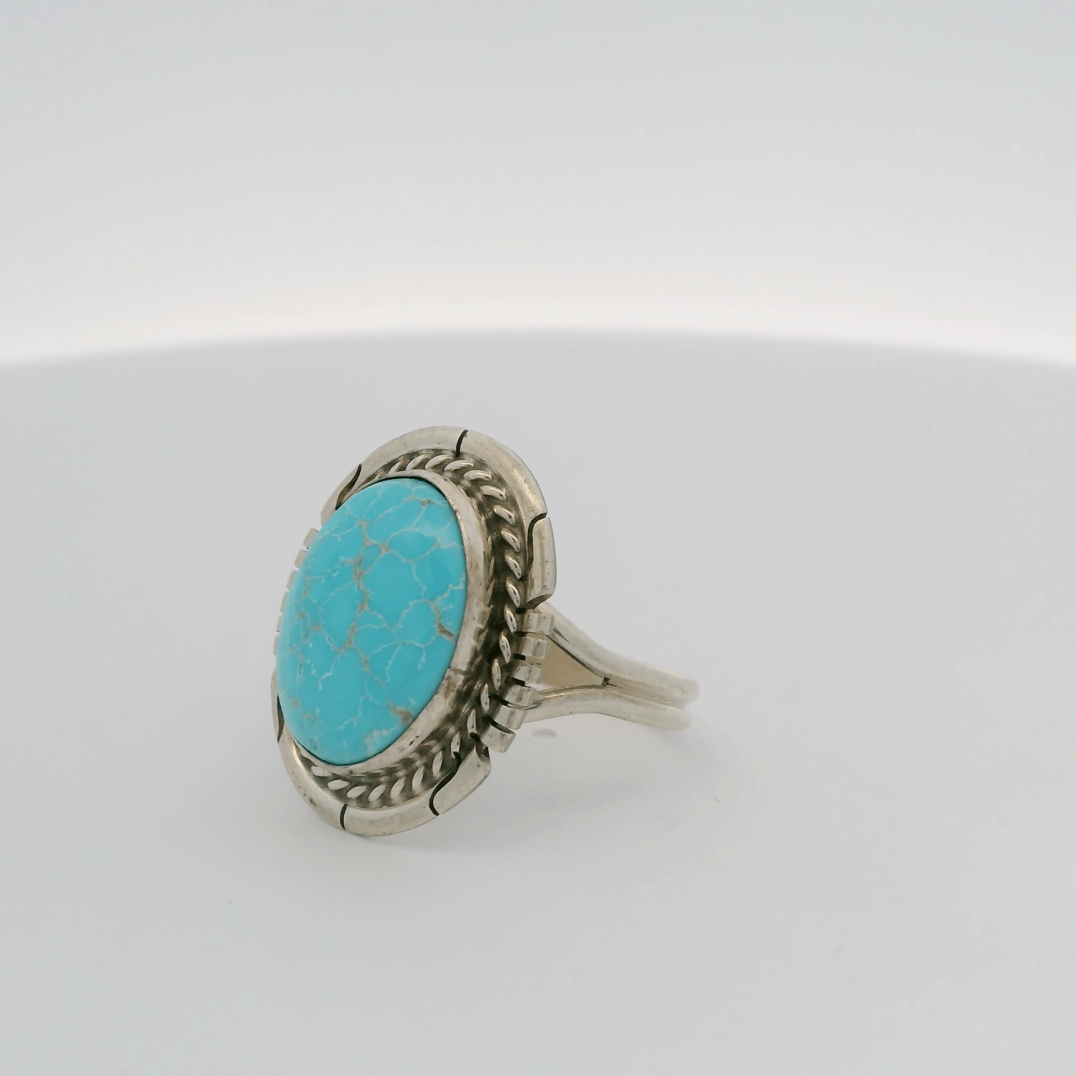 Kalifano Native American Jewelry Dave Skeets Kingman Turquoise Navajo USA Native American Made 925 Sterling Silver Ring