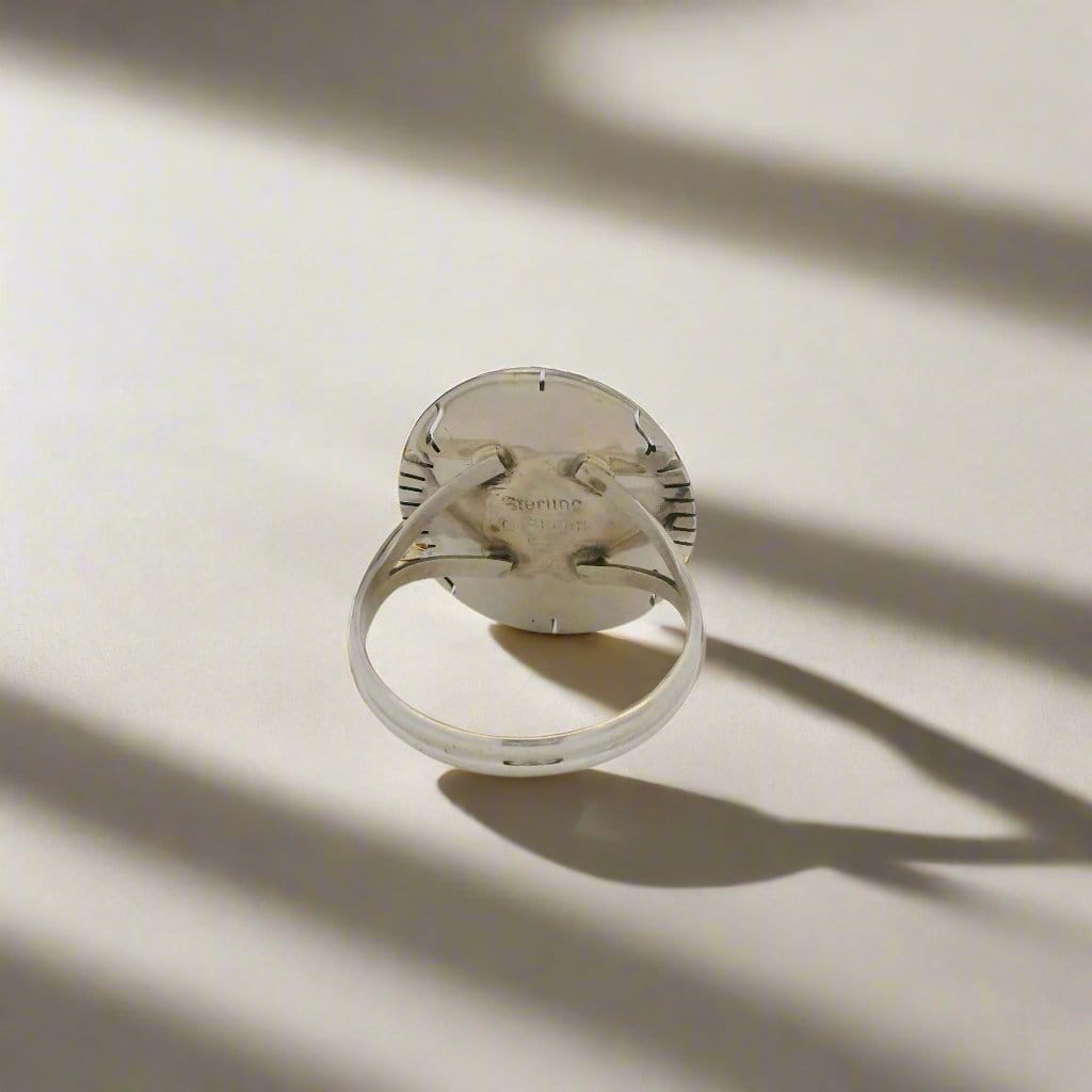 Kalifano Native American Jewelry Dave Skeets Kingman Turquoise Navajo USA Native American Made 925 Sterling Silver Ring