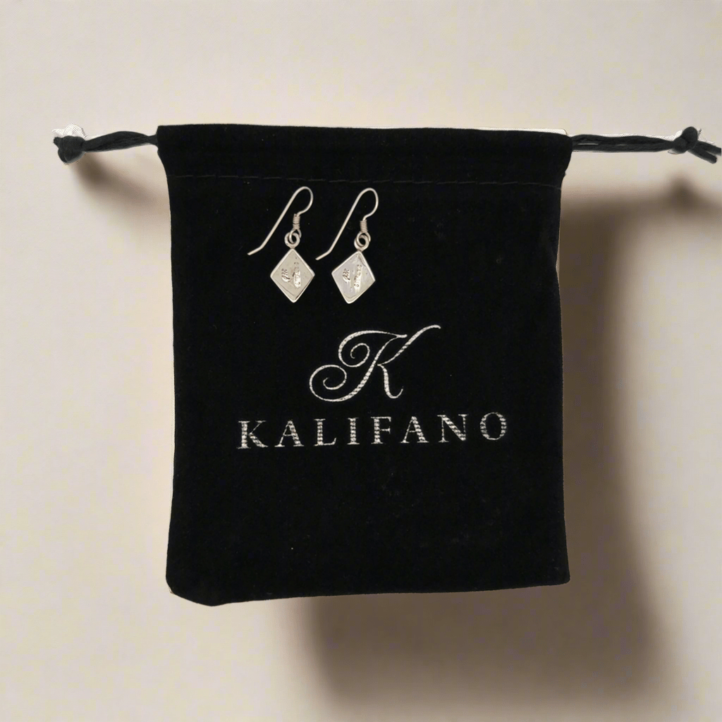 Kalifano Native American Jewelry Diamond Shape USA Native American Made 925 Sterling Silver Earrings with French Hook NAE200.025