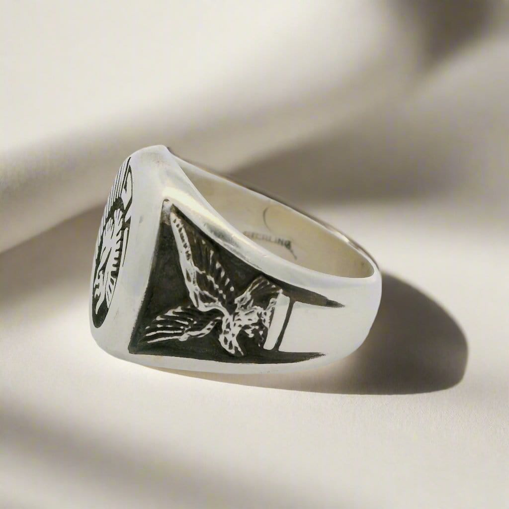 Kalifano Native American Jewelry Eagle Hopi USA Native American Made 925 Sterling Silver Ring