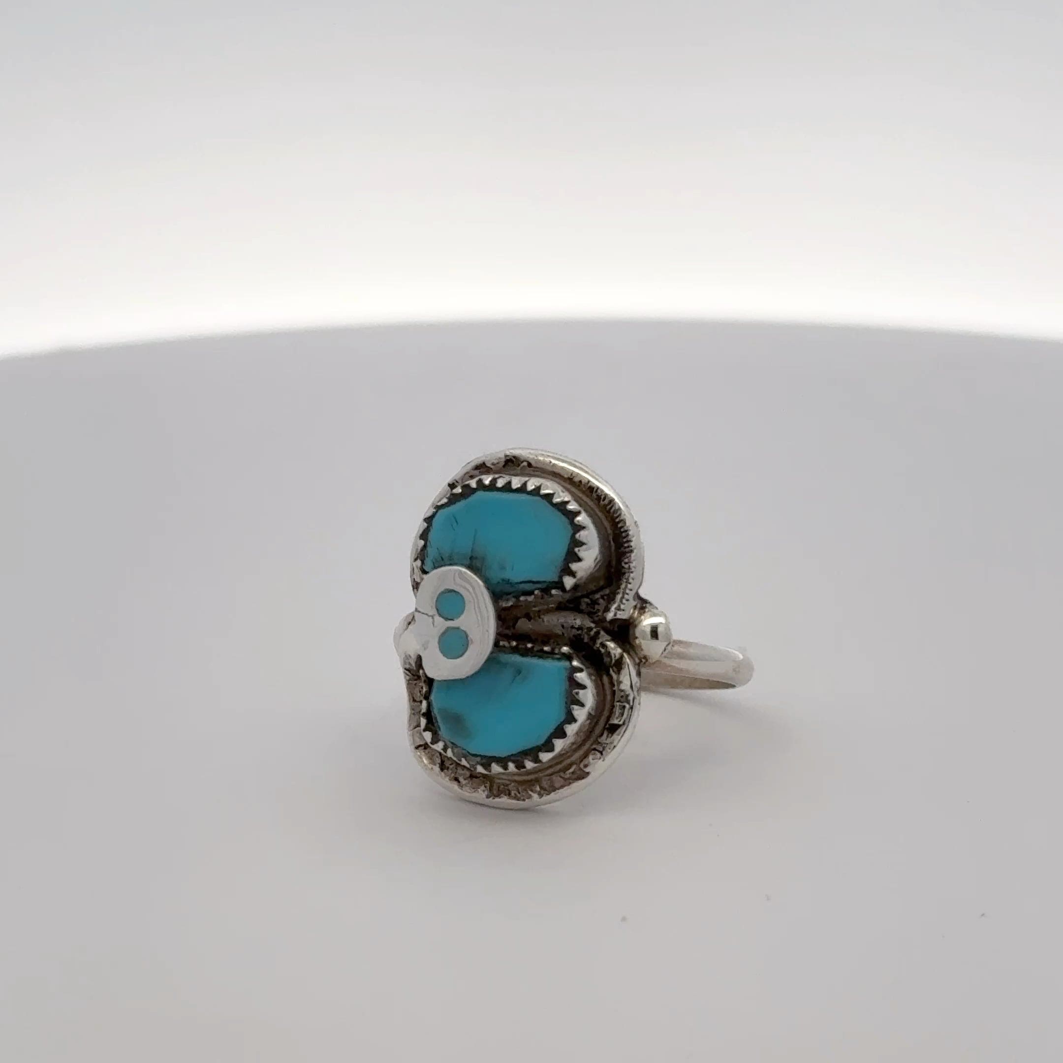 Kalifano Native American Jewelry Effie Calavaza Kingman Turquoise Snake Zuni USA Native American Made 925 Sterling Silver Ring