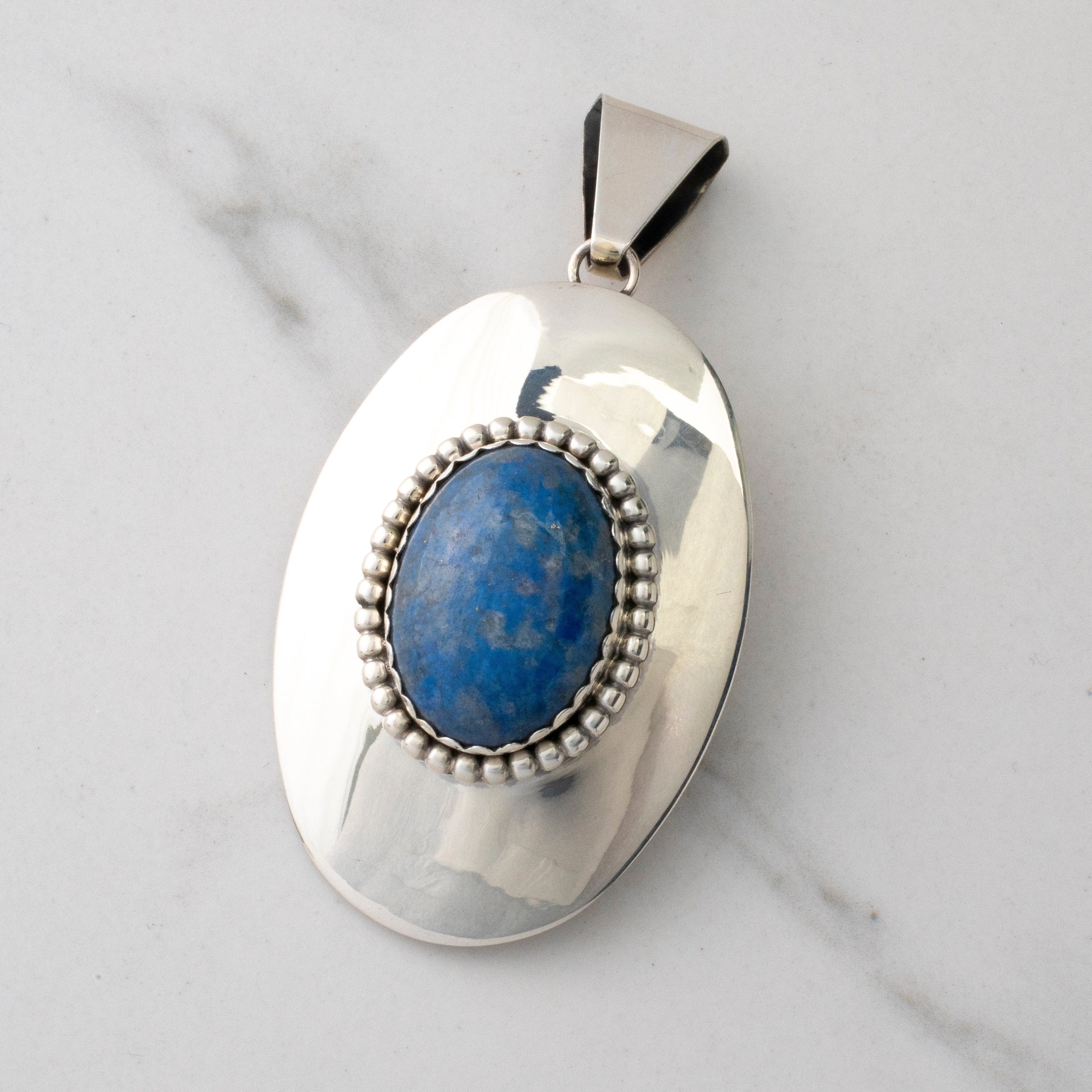 Kalifano Native American Jewelry Ella Peter Lapis Navajo USA Native American Made 925 Sterling Silver Pendant NAN900.021
