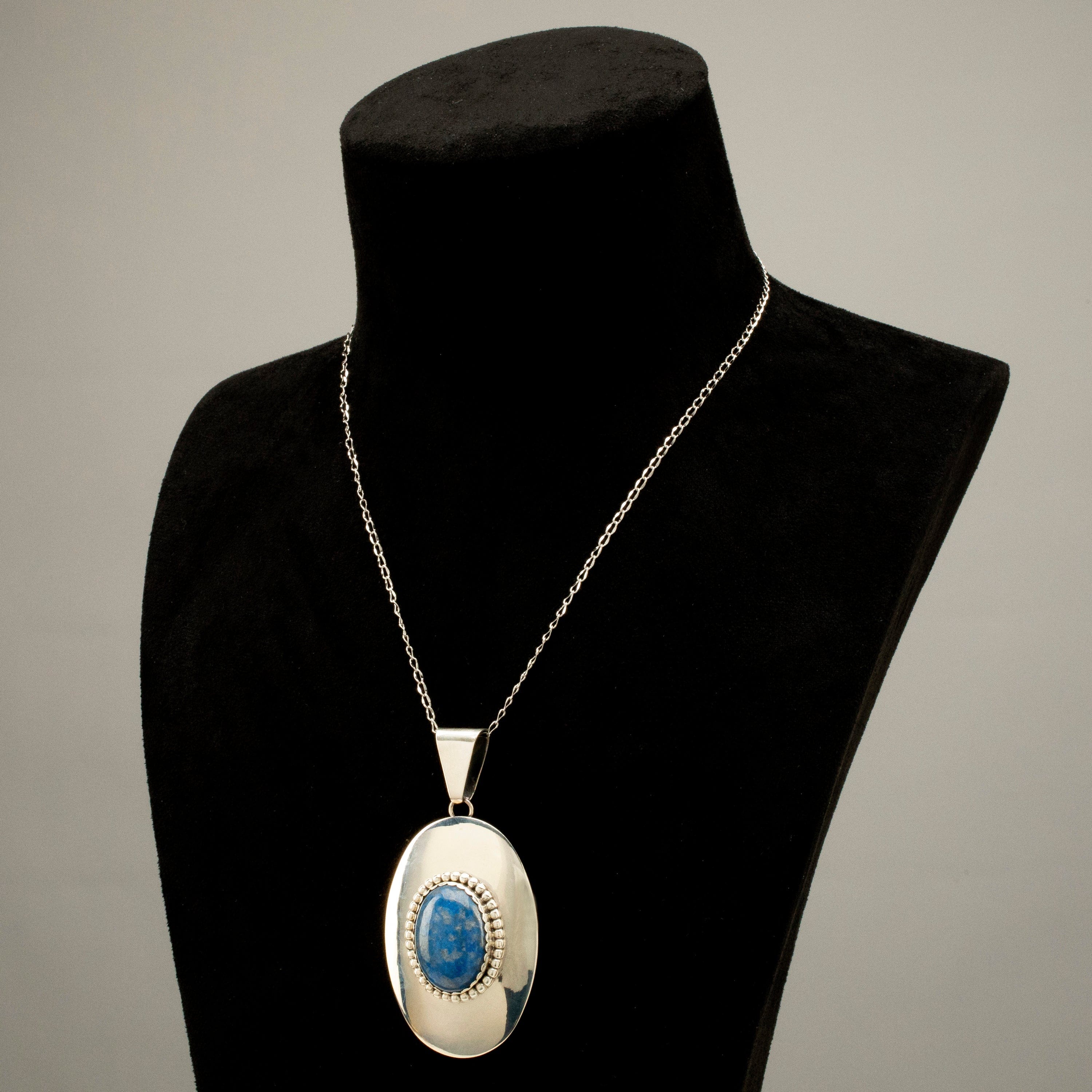 Kalifano Native American Jewelry Ella Peter Lapis Navajo USA Native American Made 925 Sterling Silver Pendant NAN900.021