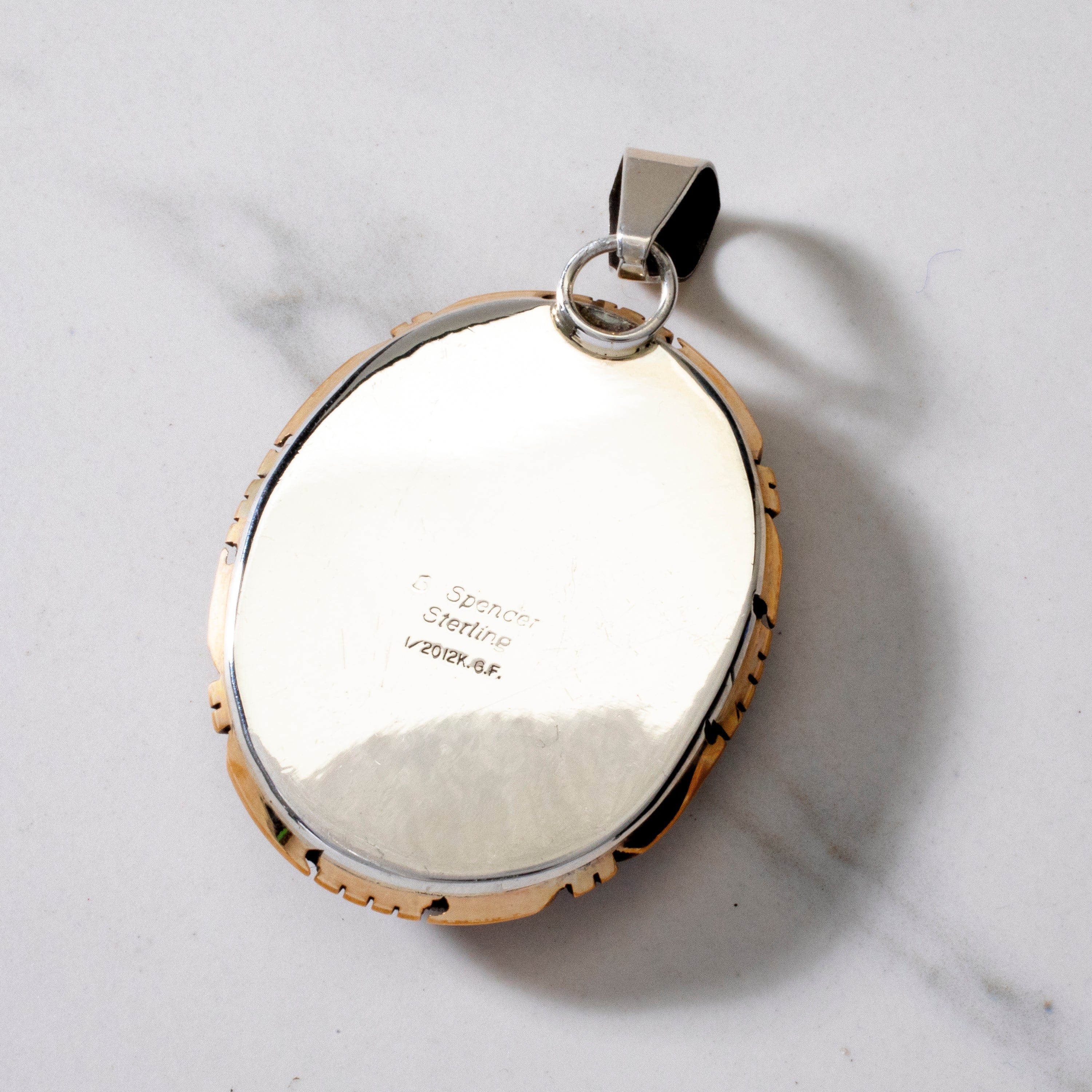Kalifano Native American Jewelry Gary Spencer Black Onyx Navajo USA Native American Made 925 Sterling Silver & 12K Gold Filled Pendant NAN1200.033