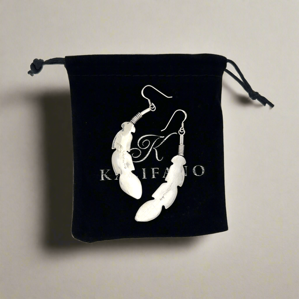 Kalifano Native American Jewelry Hopi Feather USA Native American Made 925 Sterling Silver Earrings with French Hook NAE400.051