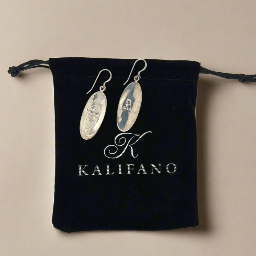Kalifano Native American Jewelry Hopi Oval USA Native American Made 925 Sterling Silver Earrings with French Hook NAE400.050