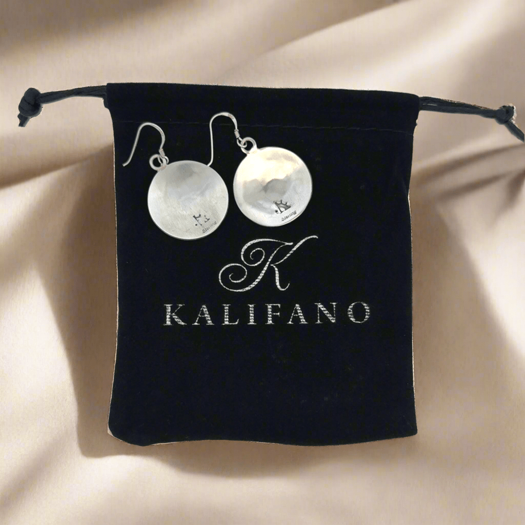Kalifano Native American Jewelry Hopi Round USA Native American Made 925 Sterling Silver Earrings with French Hook NAE400.052
