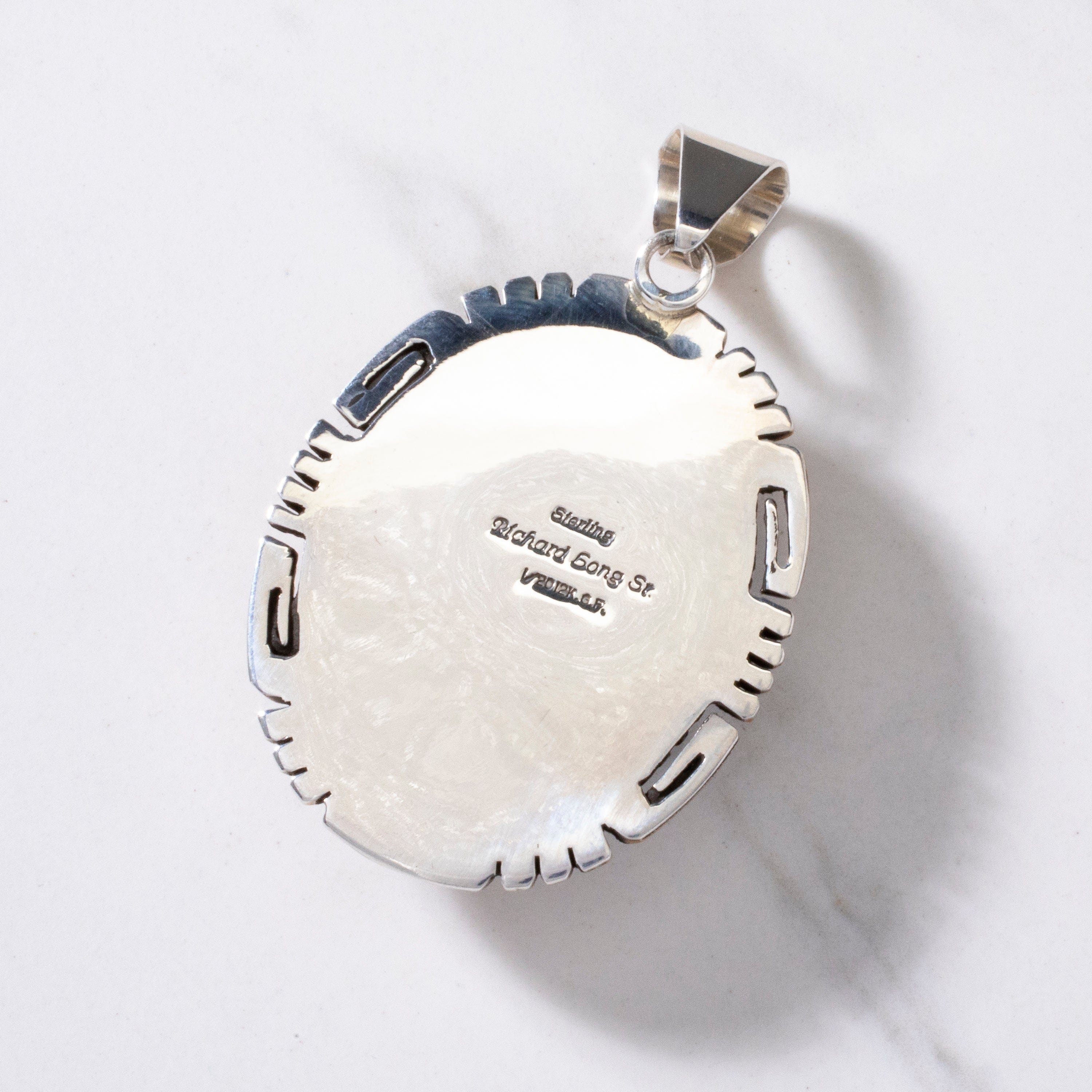 Kalifano Native American Jewelry Richard Long Jr. Lapis Navajo USA Native American Made 925 Sterling Silver & 12K Gold Filled Pendant NAN1700.001