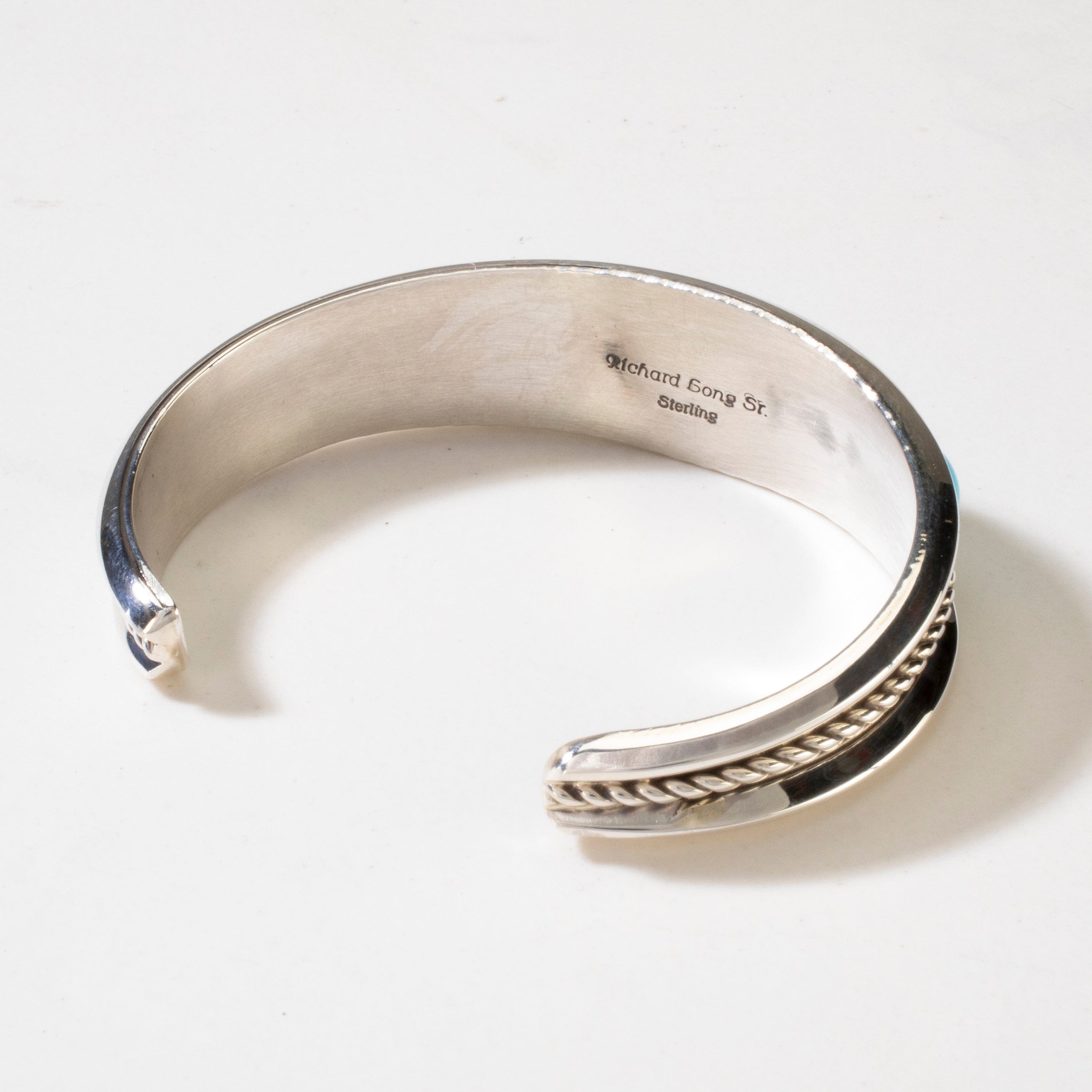 Kalifano Native American Jewelry Richard Long Sr. Navajo Sleeping Beauty Turquoise USA Native American Made 925 Sterling Silver Cuff NAB1400.010