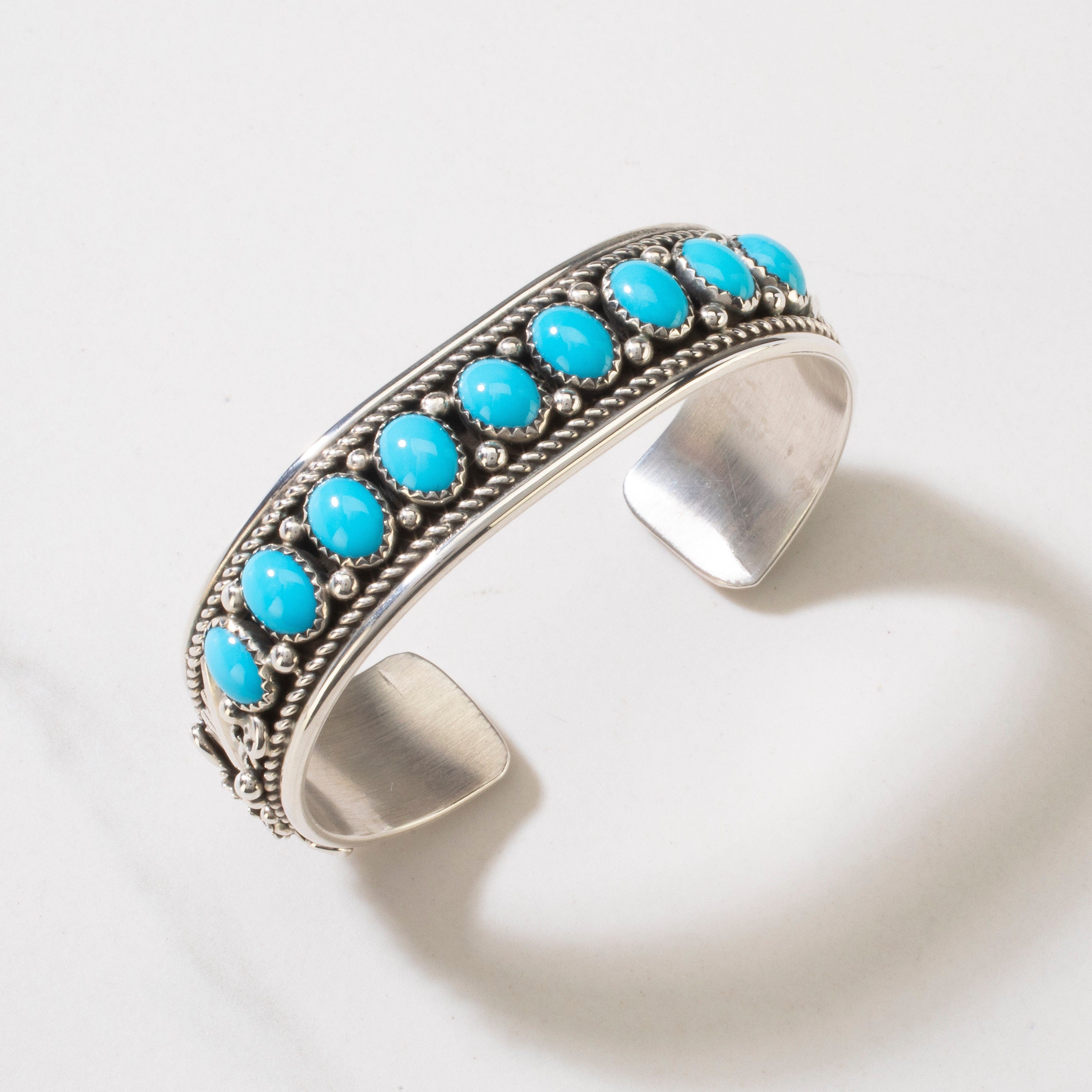 Kalifano Native American Jewelry Sleeping Beauty Turquoise Navajo USA Native American Made 925 Sterling Silver Cuff NAB1400.003