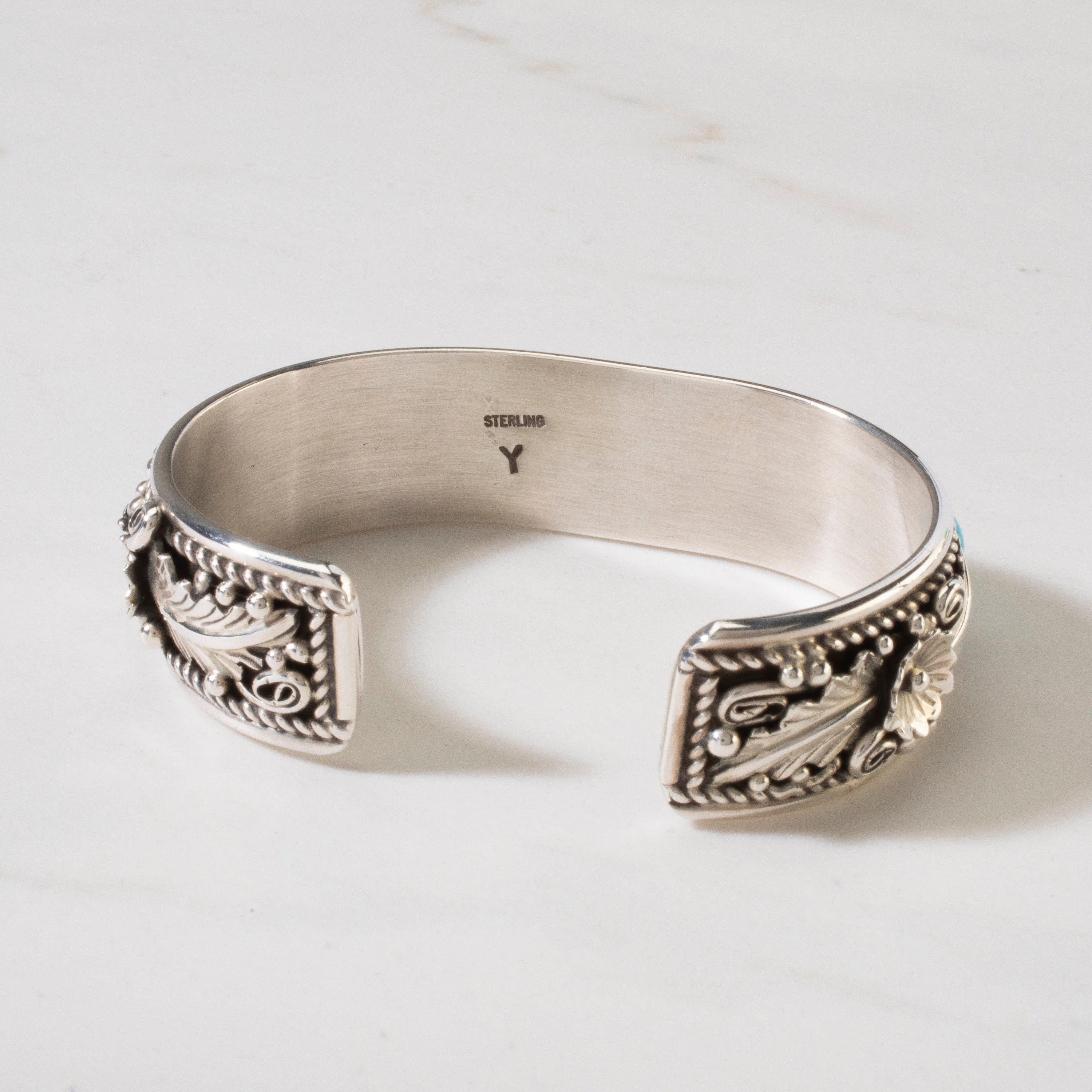 Kalifano Native American Jewelry Sleeping Beauty Turquoise Navajo USA Native American Made 925 Sterling Silver Cuff NAB1400.003