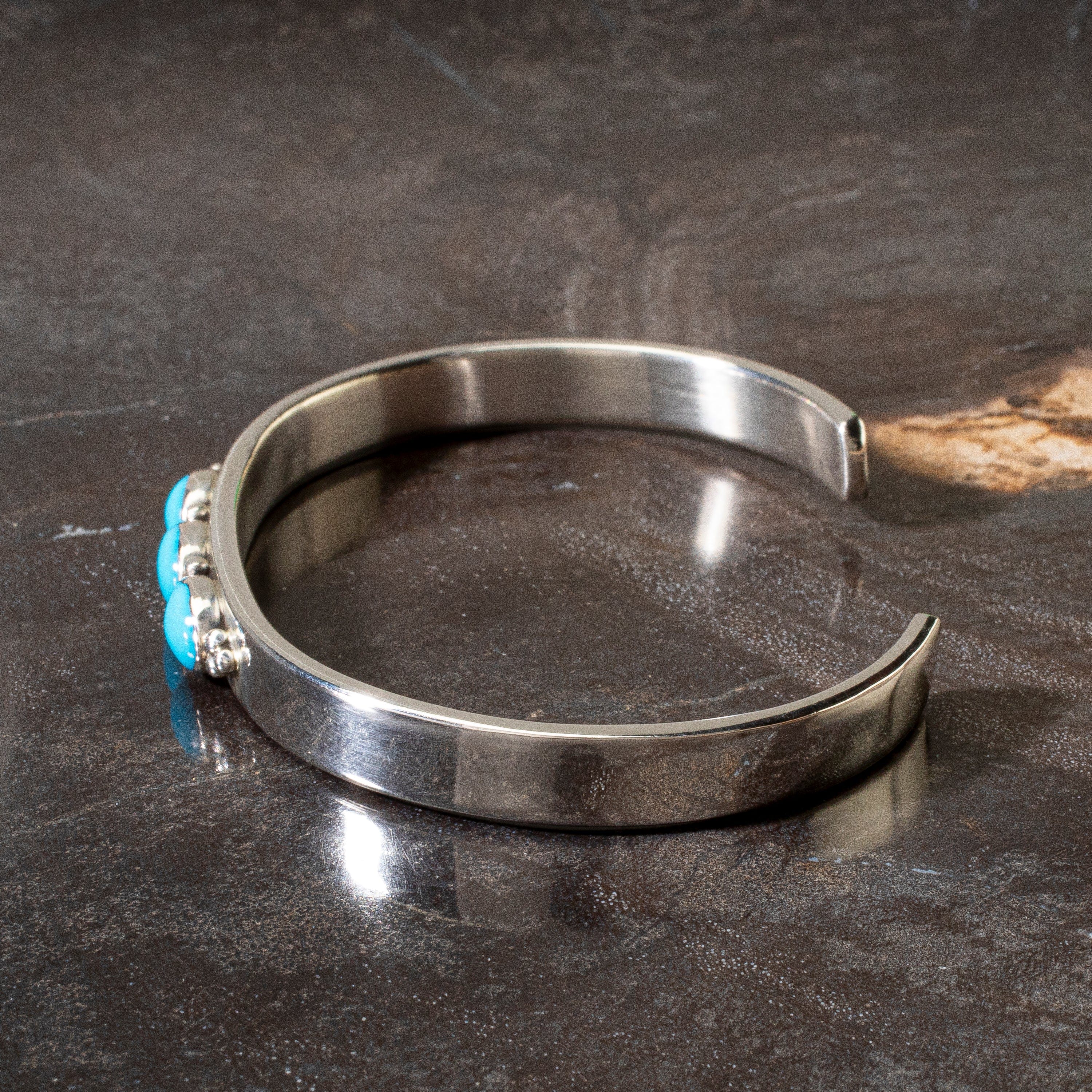 Kalifano Native American Jewelry Sleeping Beauty Turquoise Navajo USA Native American Made 925 Sterling Silver Cuff NAB500.005
