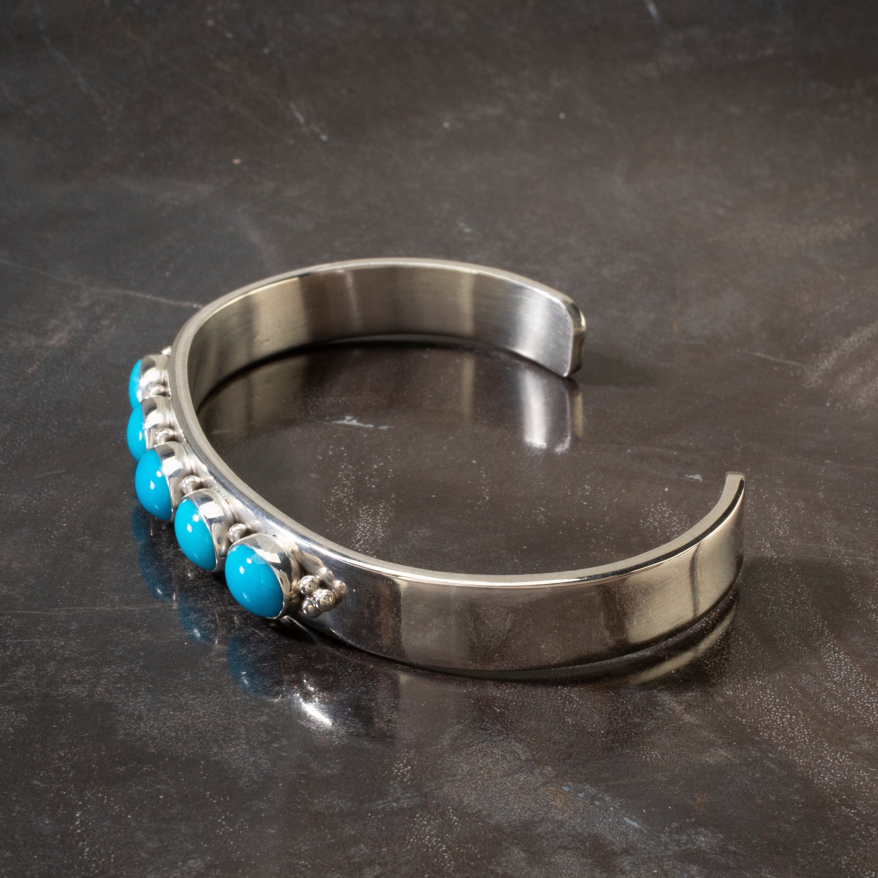 Kalifano Native American Jewelry Sleeping Beauty Turquoise Navajo USA Native American Made 925 Sterling Silver Cuff NAB900.017