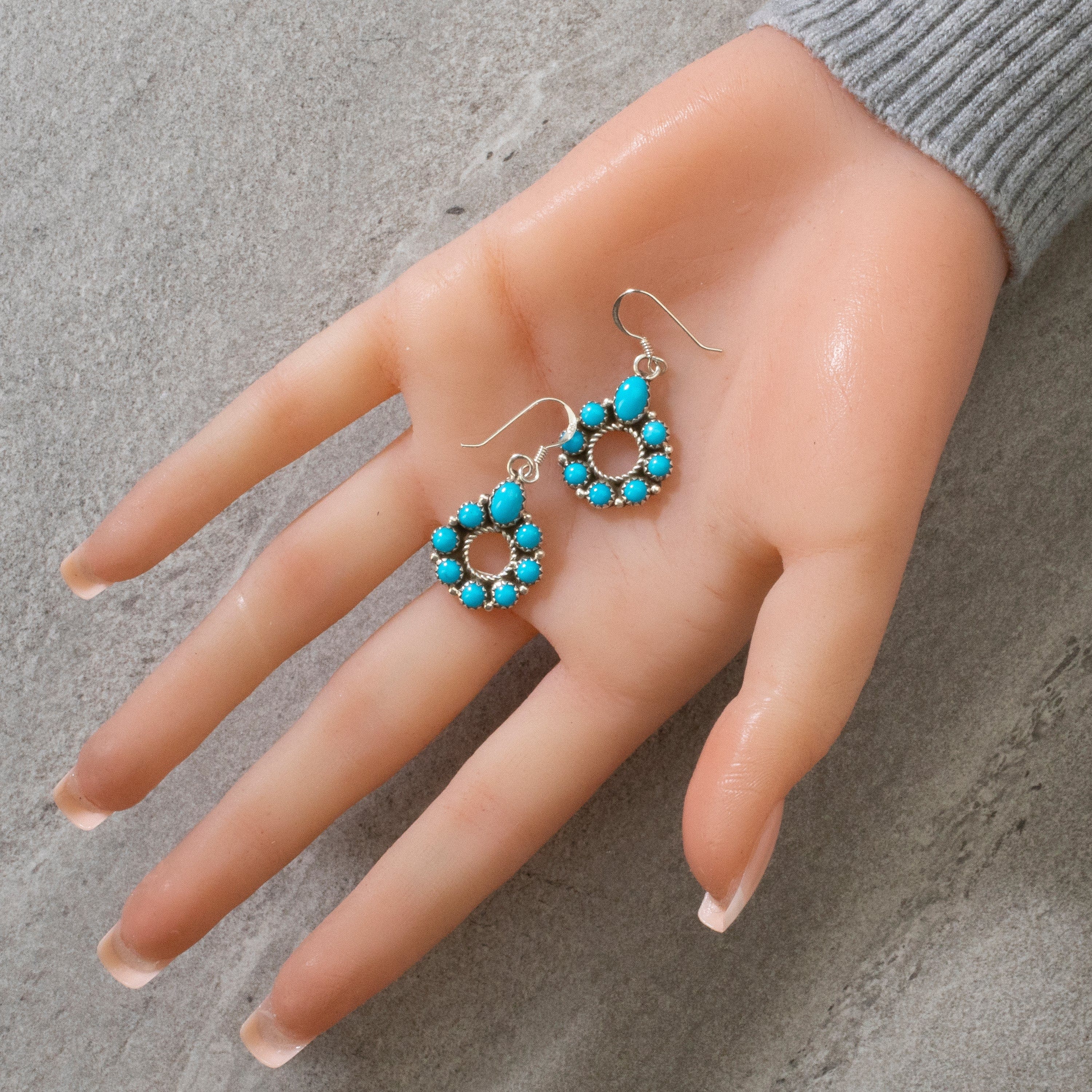 Kalifano Native American Jewelry Sleeping Beauty Turquoise Navajo USA Native American Made 925 Sterling Silver Earrings with French Hook NAE400.032